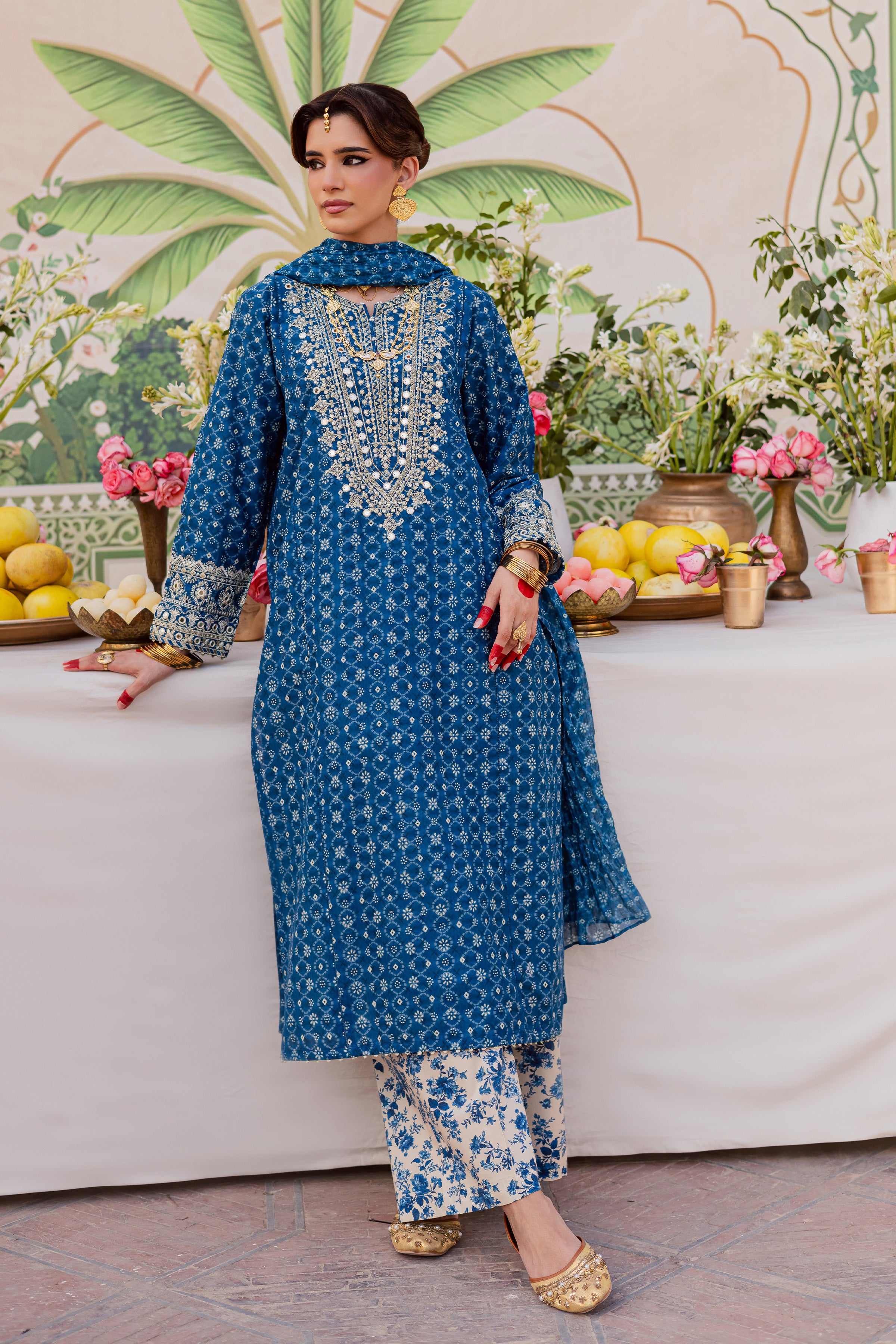 Midnight 3Pc - Festive Eid Prints BATIKEID2026 BATIK XS / Blue / Lawn-S / Blue / Lawn-M / Blue / Lawn-L / Blue / Lawn-XL / Blue / Lawn