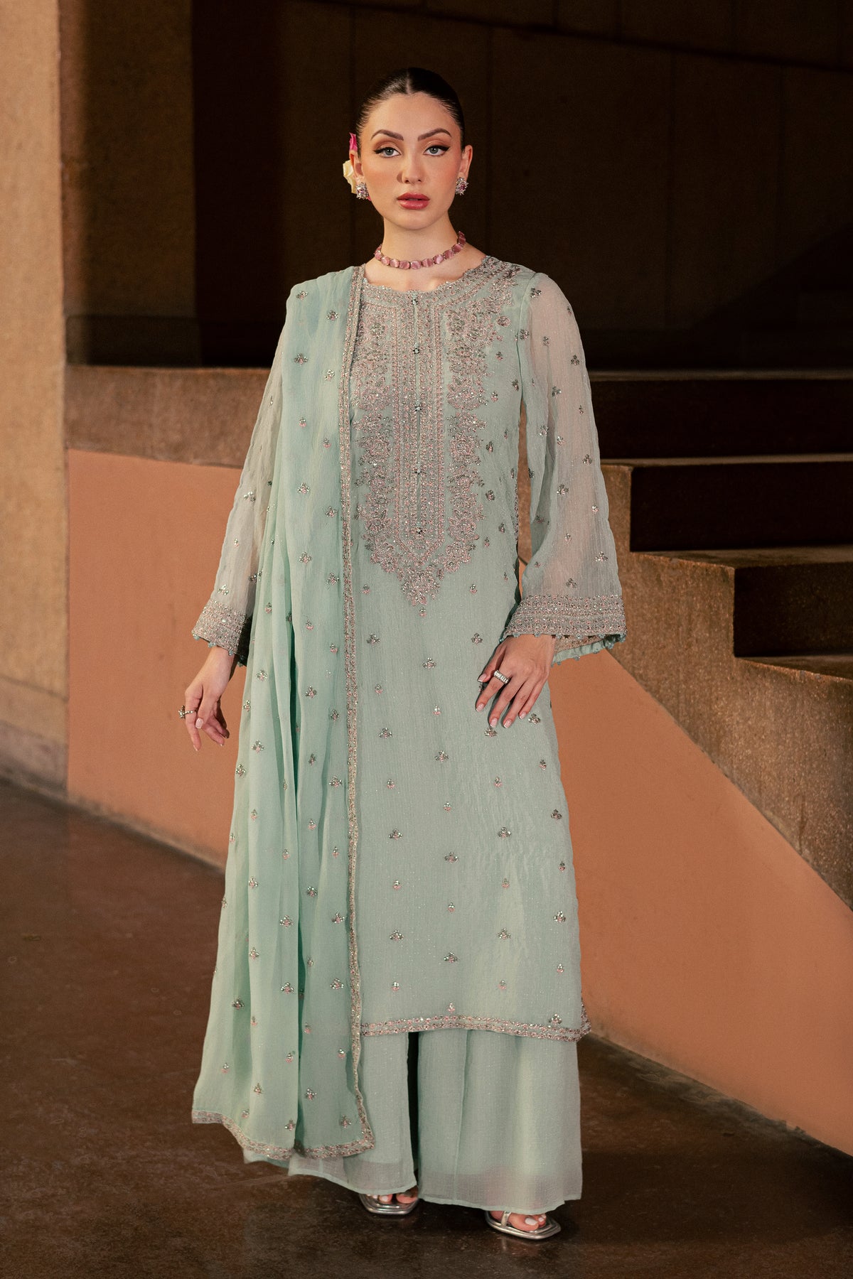 Mikami 3Pc - Festive Luxe Pret BATIKLUXOCT26 BATIK XS / Ice Blue / Crinkle Broshia