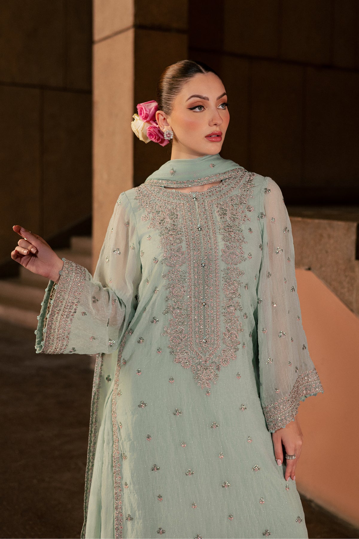 Mikami 3Pc - Festive Luxe Pret BATIKLUXOCT26 BATIK XS / Ice Blue / Crinkle Broshia