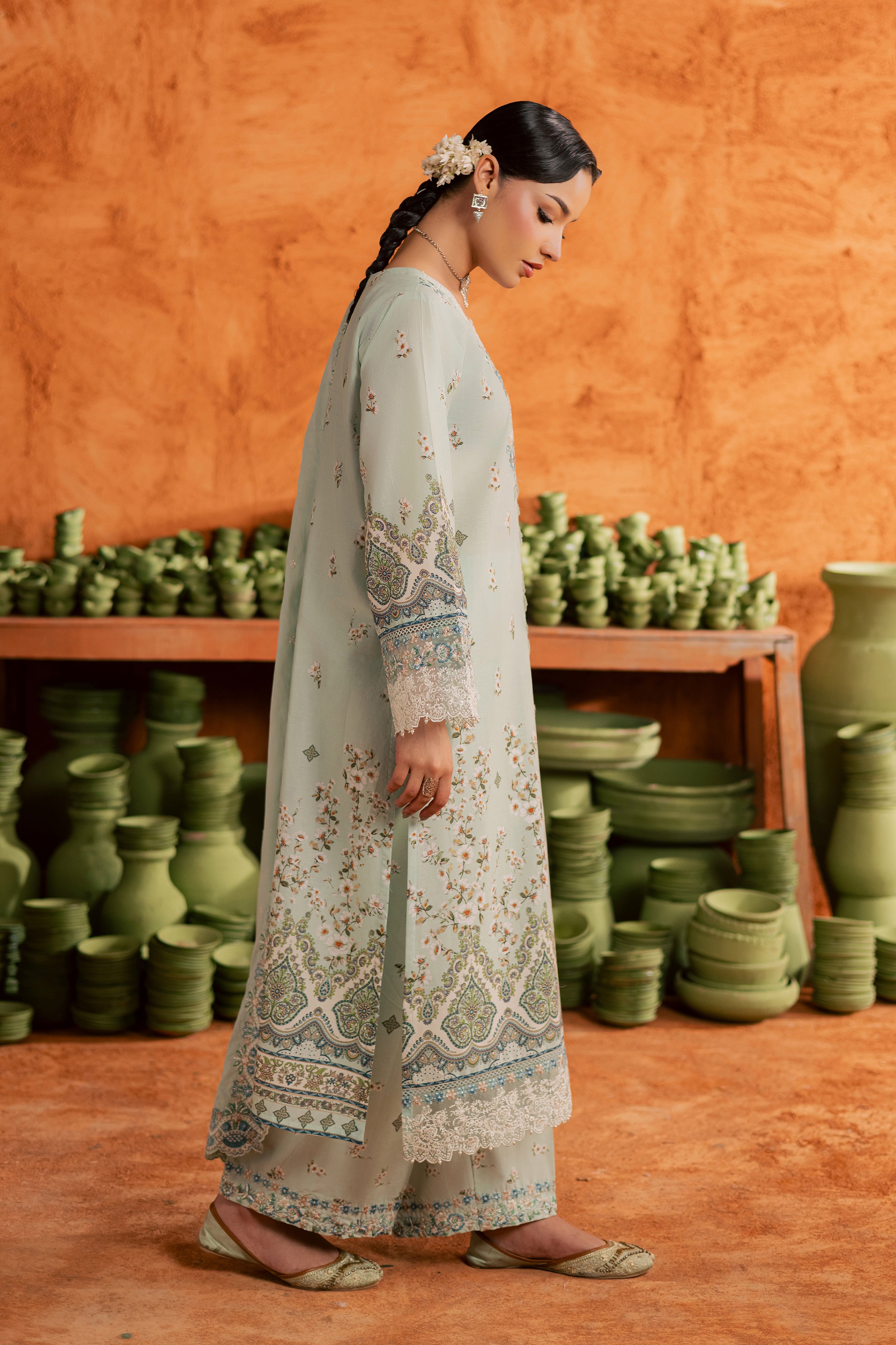 Mint Chip 3Pc - Printed Lawn Dress BATIKEID2026 BATIK XS / Ice Blue / Lawn-S / Ice Blue / Lawn-M / Ice Blue / Lawn-L / Ice Blue / Lawn-XL / Ice Blue / Lawn