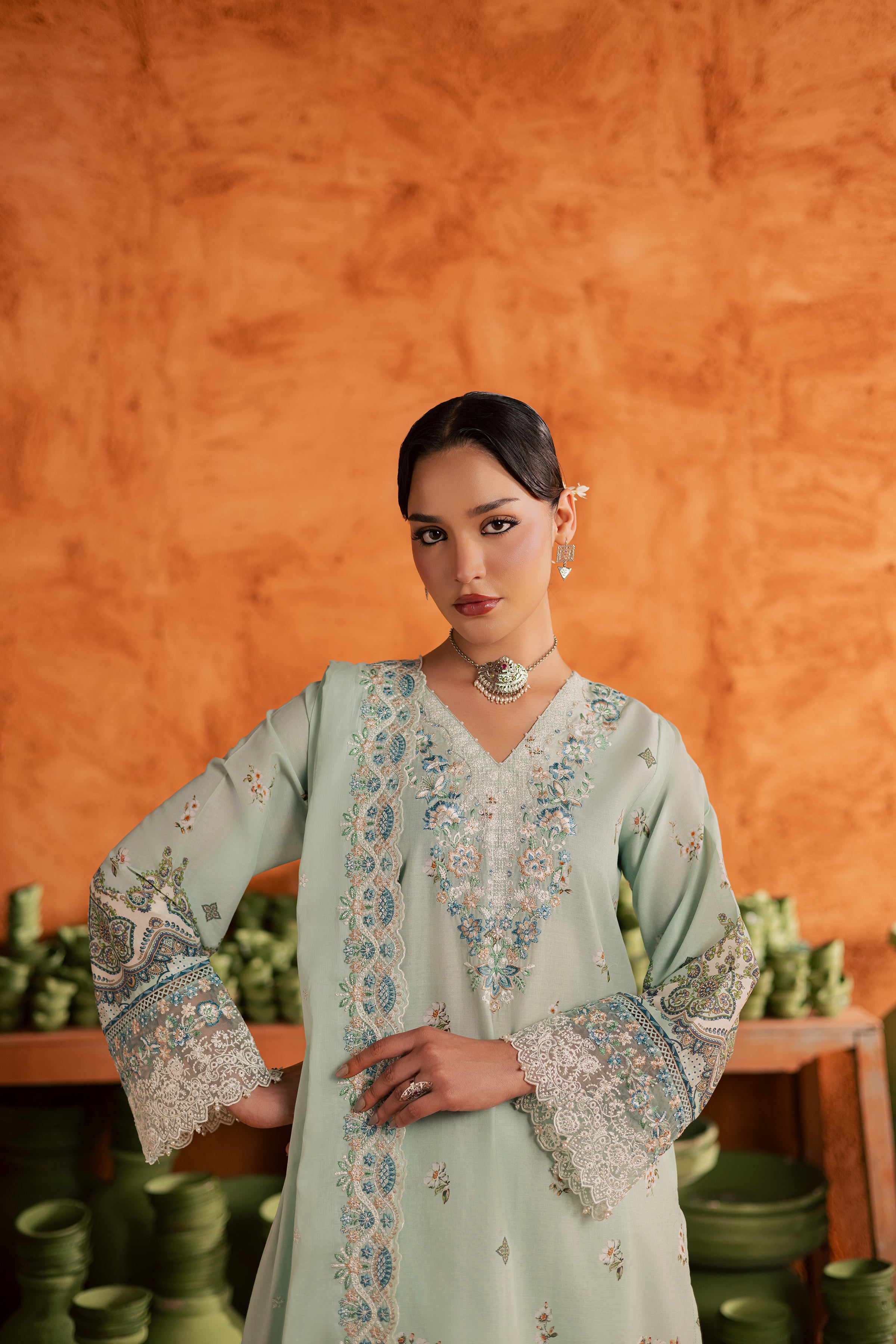 Mint Chip 3Pc - Printed Lawn Dress BATIKEID2026 BATIK XS / Ice Blue / Lawn-S / Ice Blue / Lawn-M / Ice Blue / Lawn-L / Ice Blue / Lawn-XL / Ice Blue / Lawn