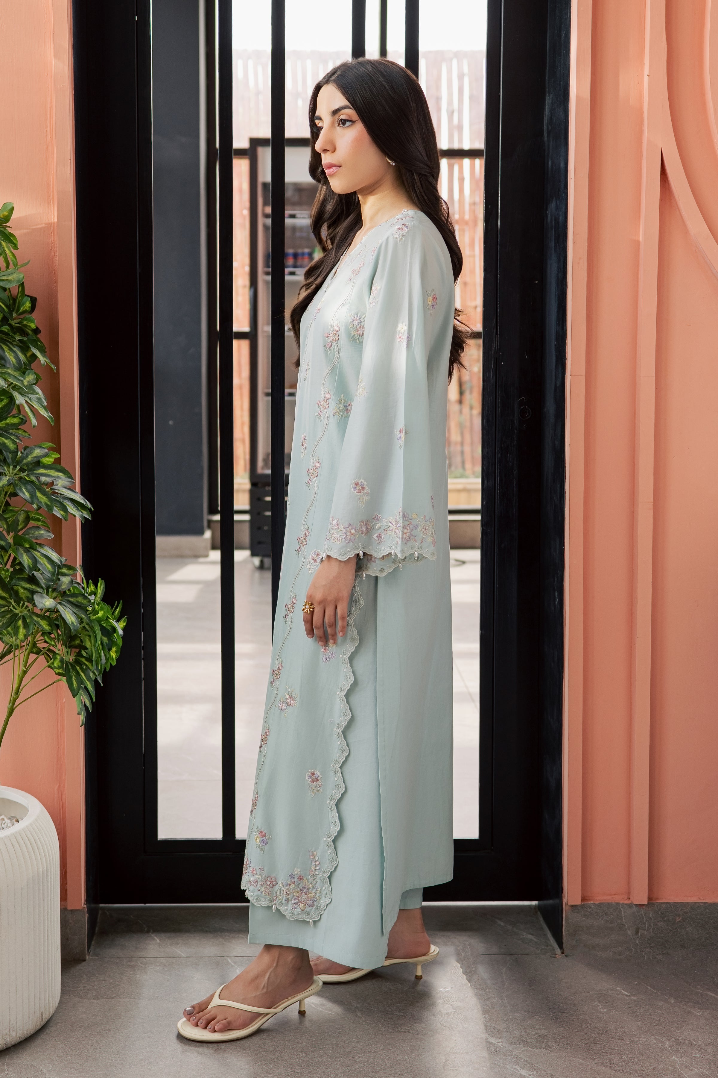 Miorah 3Pc - Embroidered Lawn Dress EverydayEdit26 BATIK XS / Ice Blue / Pima Lawn