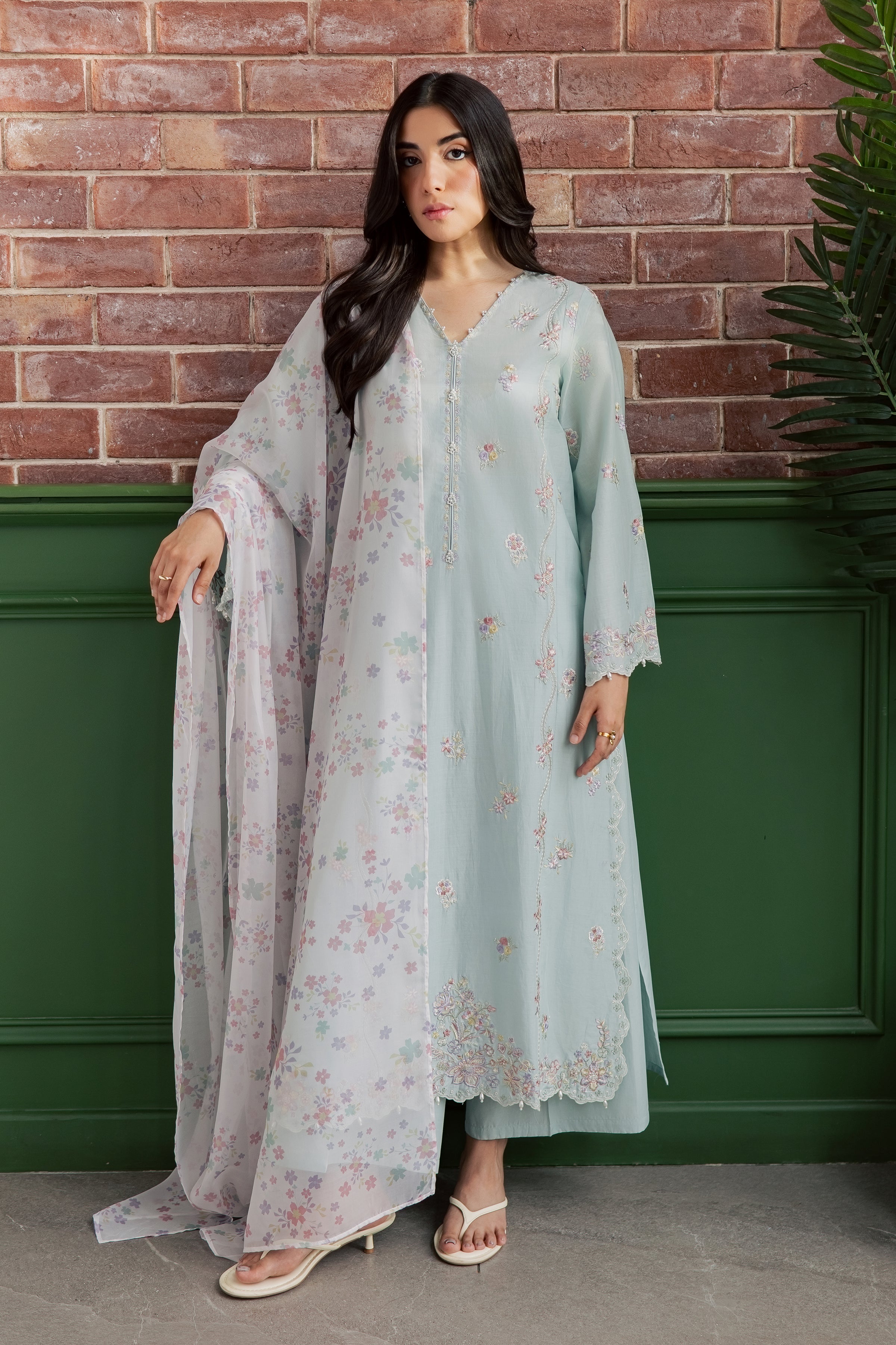 Miorah 3Pc - Embroidered Lawn Dress EverydayEdit26 BATIK XS / Ice Blue / Pima Lawn