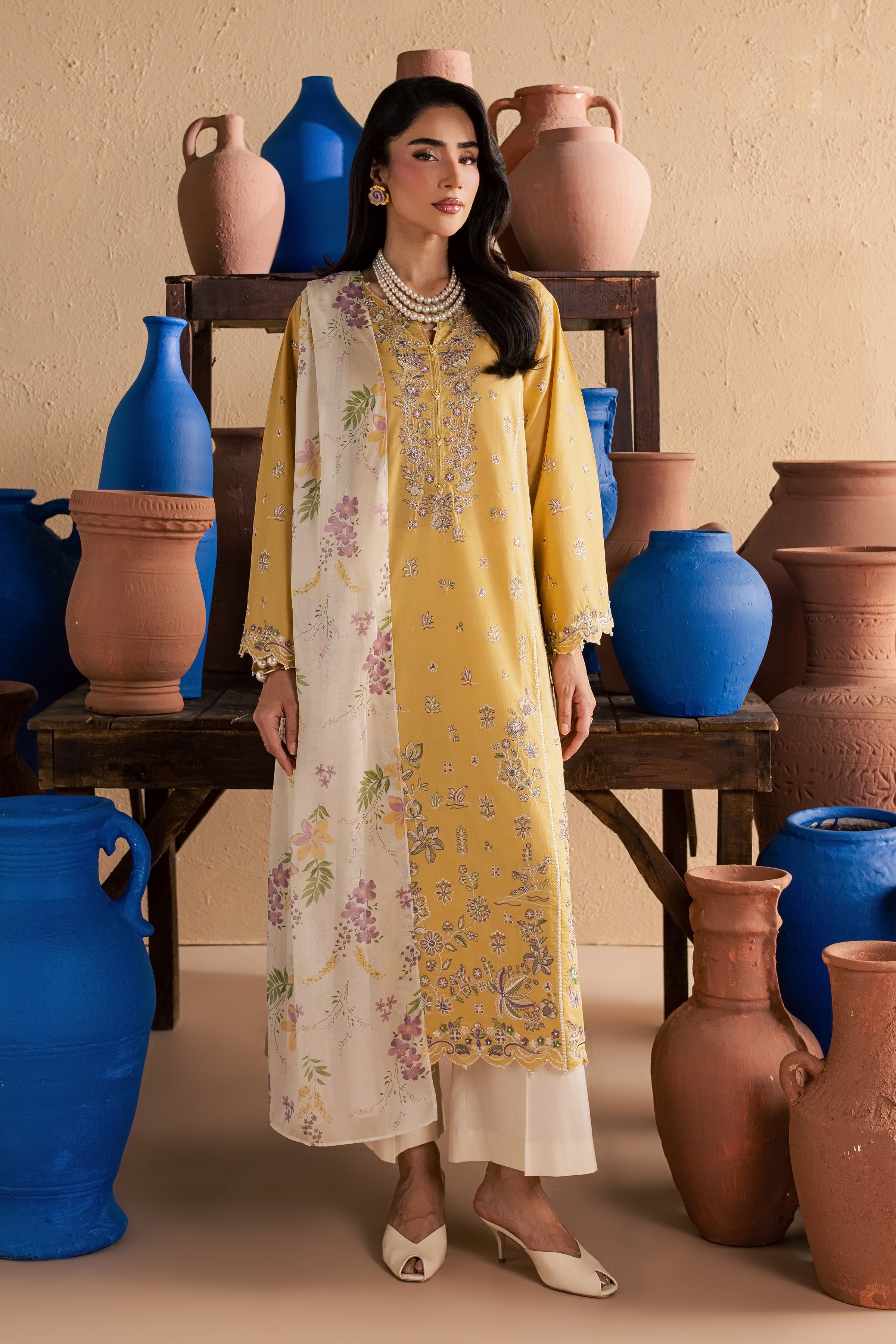 Miren 3Pc - Festive Embroidered Lawn BATIKSS26 BATIK XS / Bee Yellow / Pima Lawn-S / Bee Yellow / Pima Lawn-M / Bee Yellow / Pima Lawn-L / Bee Yellow / Pima Lawn-XL / Bee Yellow / Pima Lawn