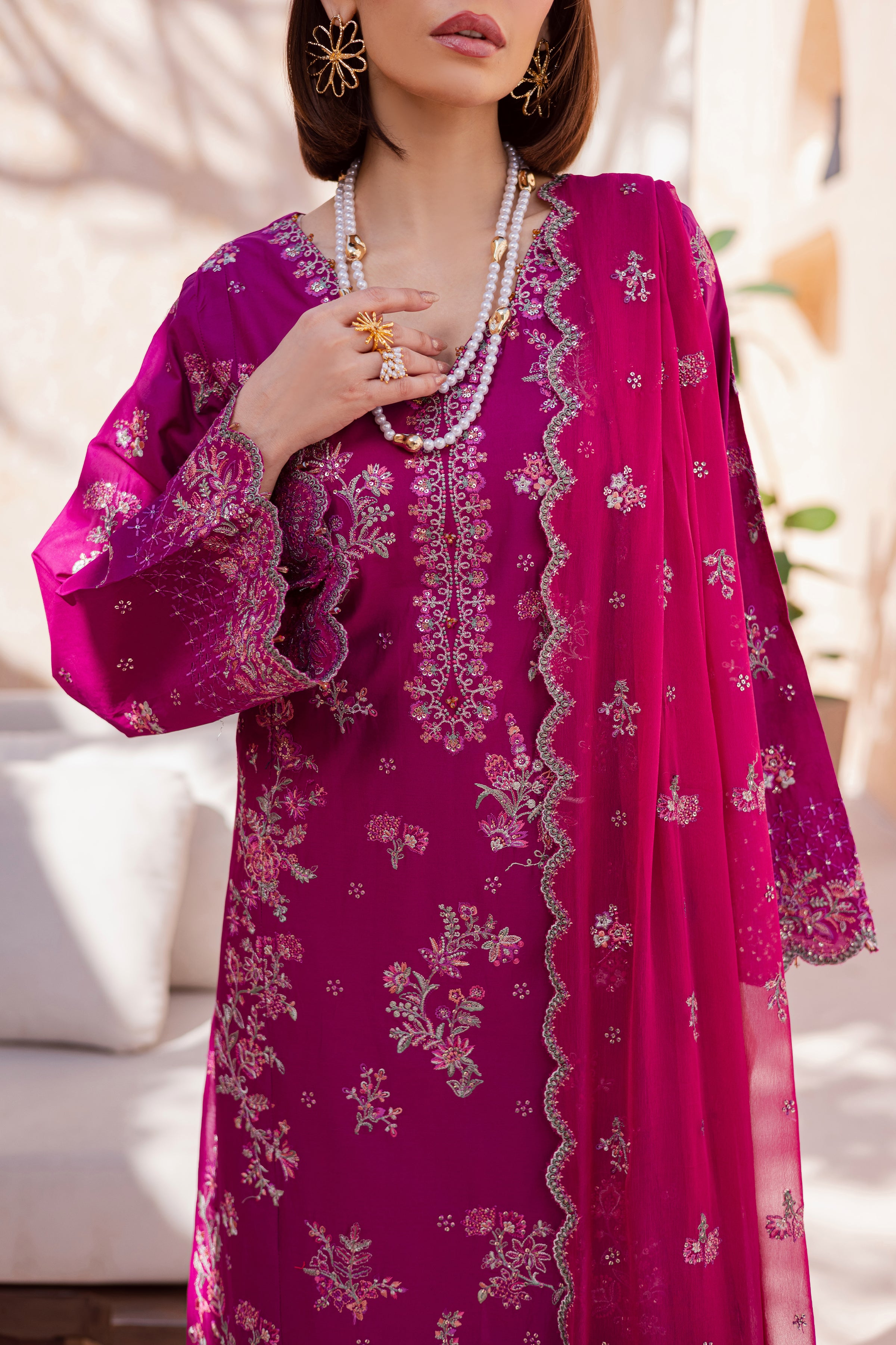 Mirha 3Pc - Festive Embroidered Lawn BATIKEID2026 BATIK XS / Bahar Pink / Pima Lawn-S / Bahar Pink / Pima Lawn-M / Bahar Pink / Pima Lawn-L / Bahar Pink / Pima Lawn-XL / Bahar Pink / Pima Lawn