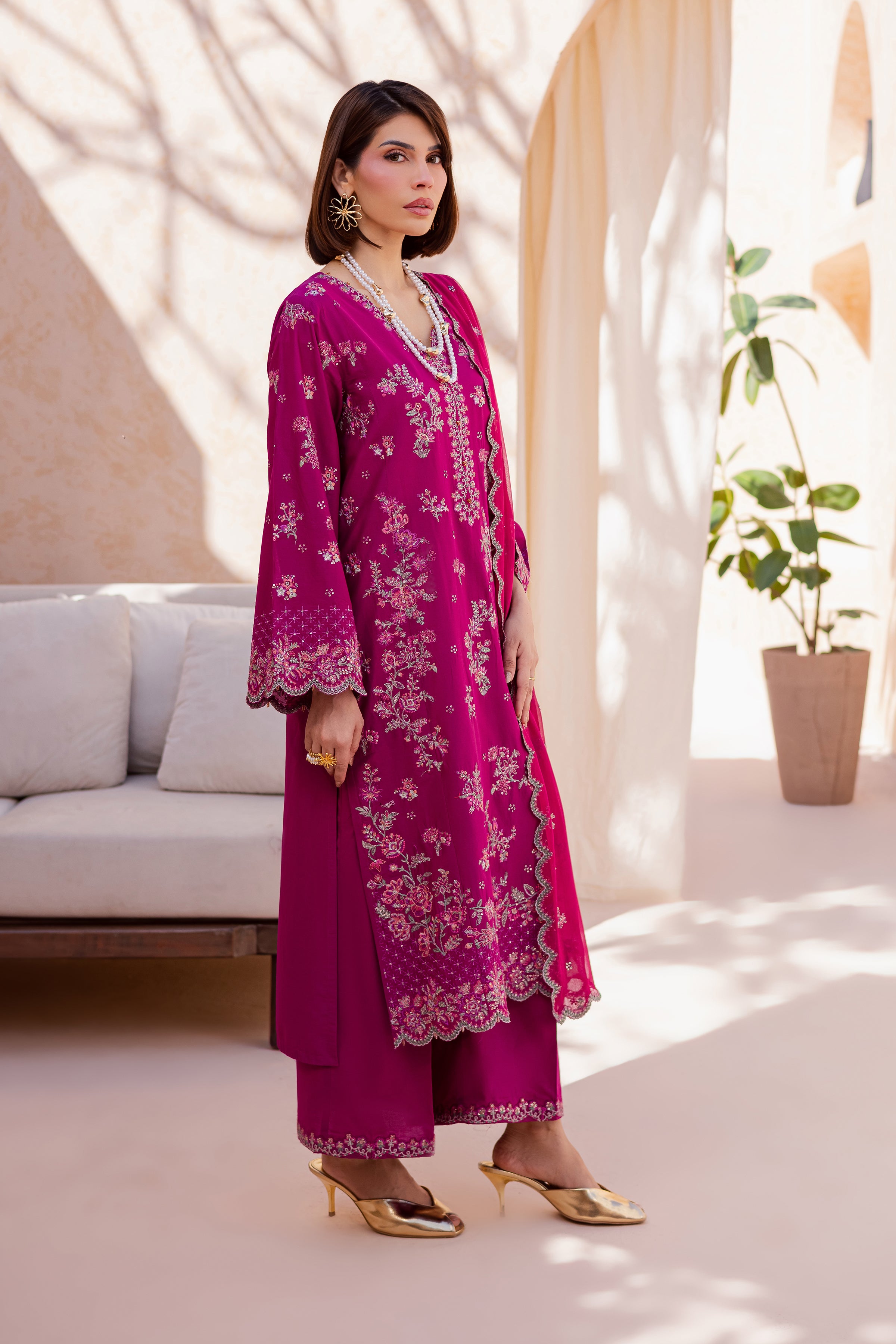 Mirha 3Pc - Festive Embroidered Lawn BATIKEID2026 BATIK XS / Bahar Pink / Pima Lawn-S / Bahar Pink / Pima Lawn-M / Bahar Pink / Pima Lawn-L / Bahar Pink / Pima Lawn-XL / Bahar Pink / Pima Lawn