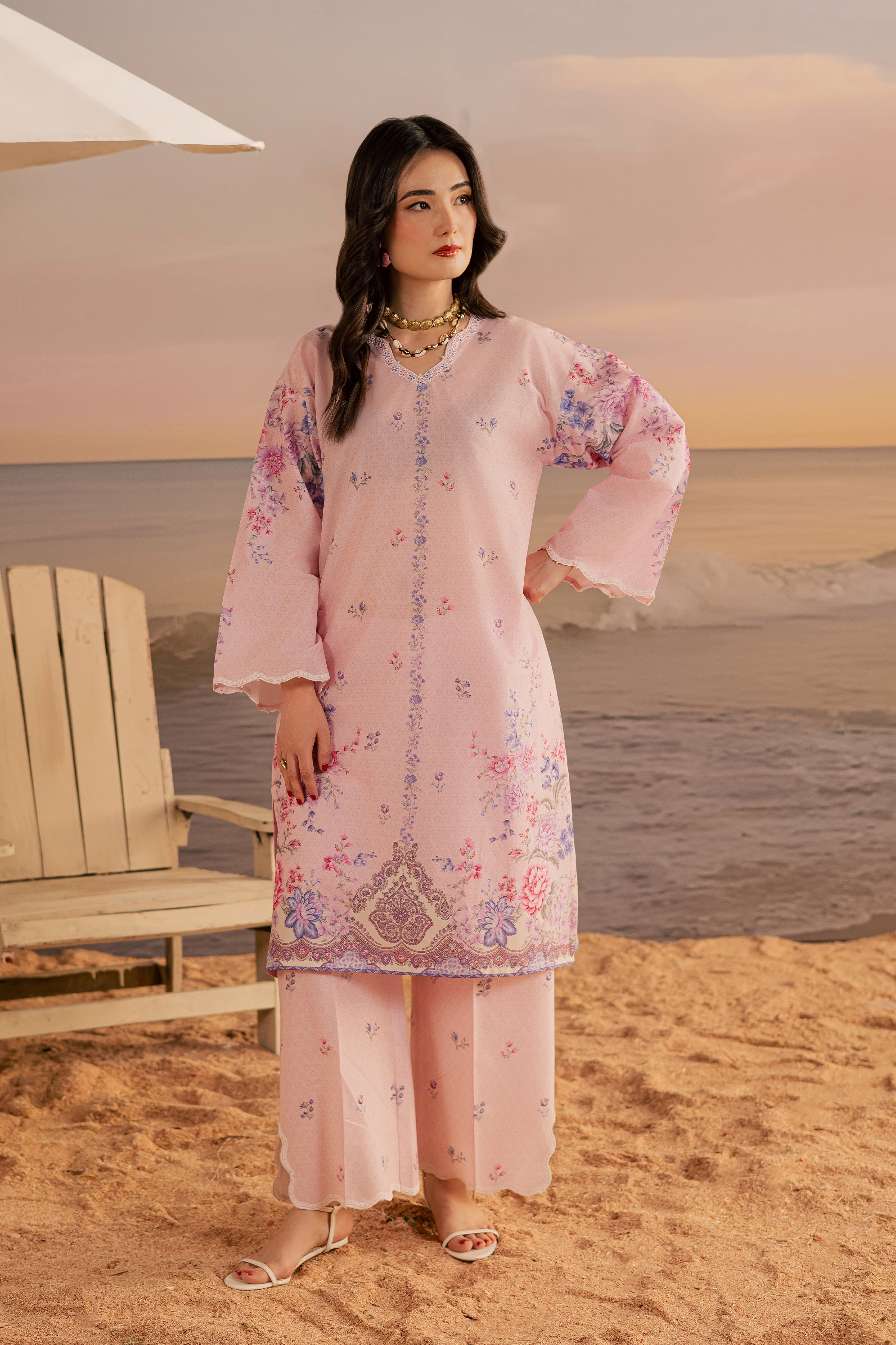 Misty Lavender 2Pc - Printed Lawn Dress BATIKSS26 BATIK XS / Pink / Lawn-S / Pink / Lawn-M / Pink / Lawn-L / Pink / Lawn-XL / Pink / Lawn