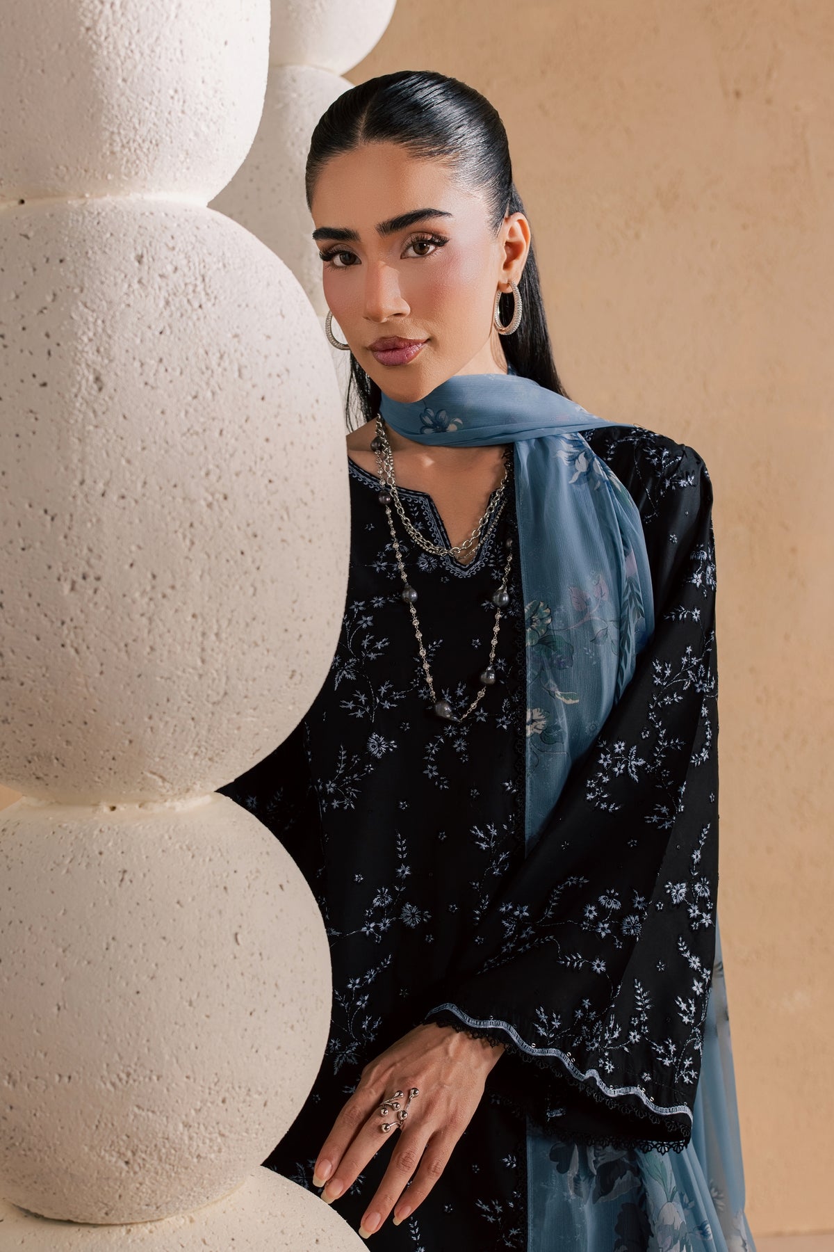 Moonlit 3Pc - Festive Embroidered Lawn BATIKSS26 BATIK XS / Black / Pima Lawn-S / Black / Pima Lawn-M / Black / Pima Lawn-L / Black / Pima Lawn-XL / Black / Pima Lawn