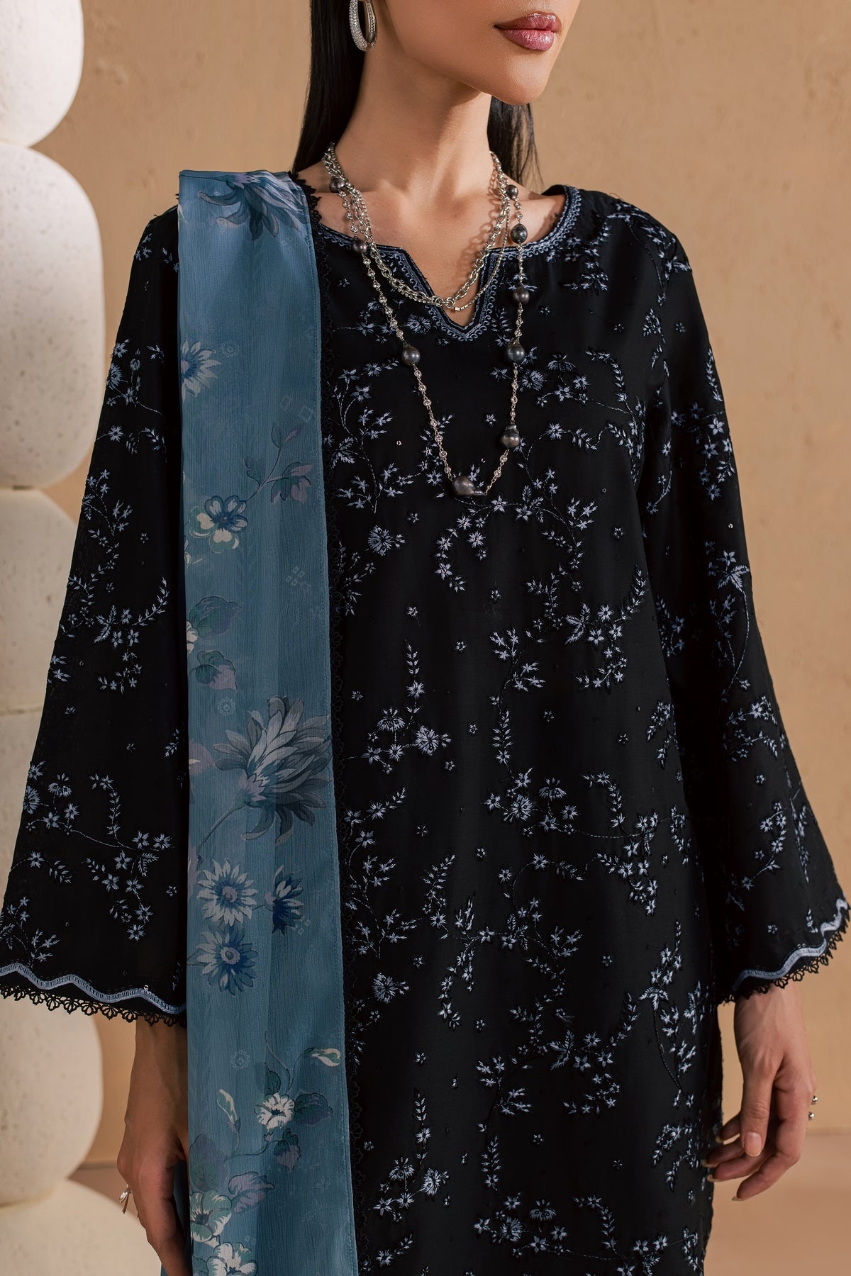 Moonlit 3Pc - Festive Embroidered Lawn BATIKSS26 BATIK XS / Black / Pima Lawn-S / Black / Pima Lawn-M / Black / Pima Lawn-L / Black / Pima Lawn-XL / Black / Pima Lawn