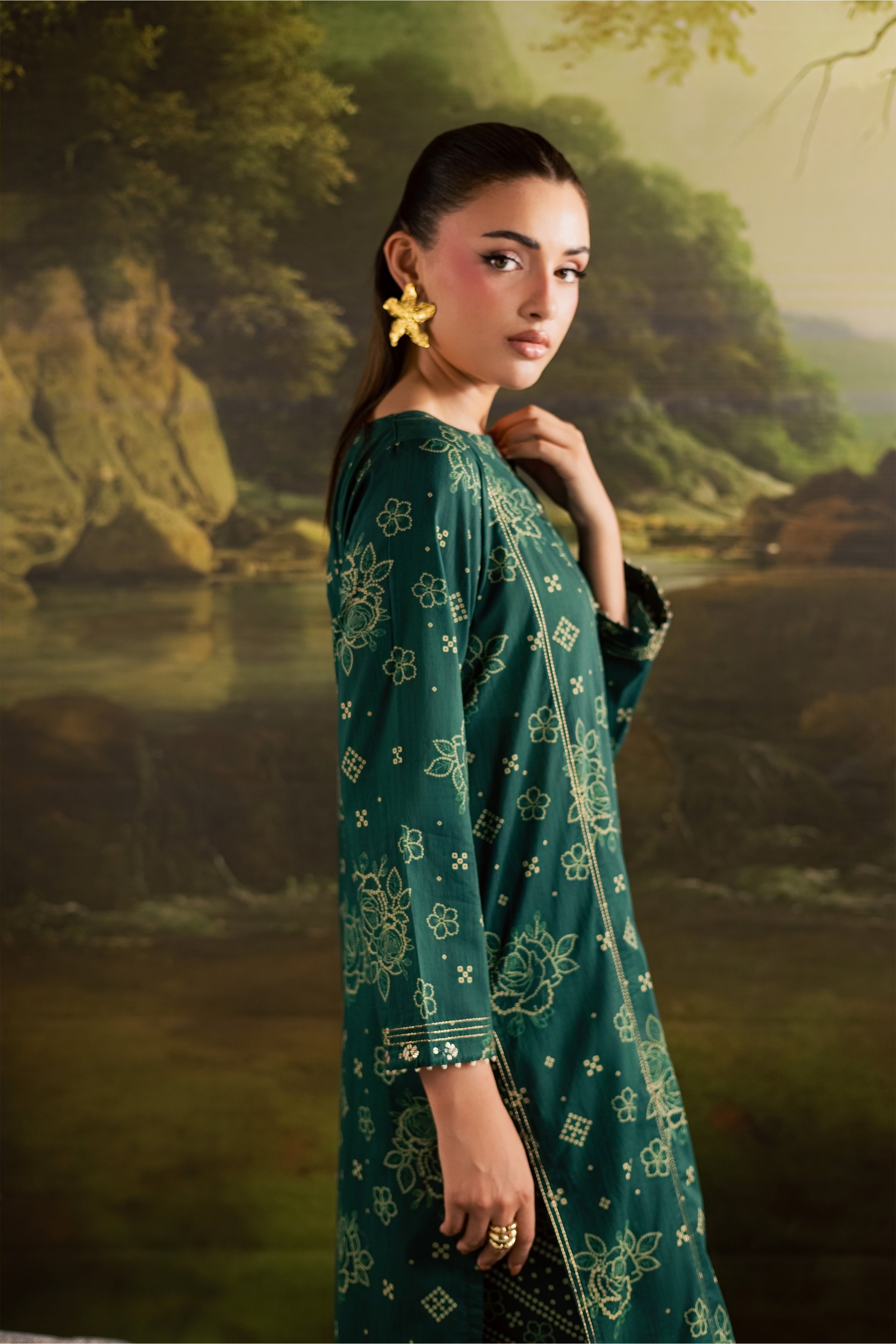 Moonsoon 2Pc - Printed Lawn Dress BATIKSS26 BATIK XS / Bottle Green / Lawn-S / Bottle Green / Lawn-M / Bottle Green / Lawn-L / Bottle Green / Lawn-XL / Bottle Green / Lawn