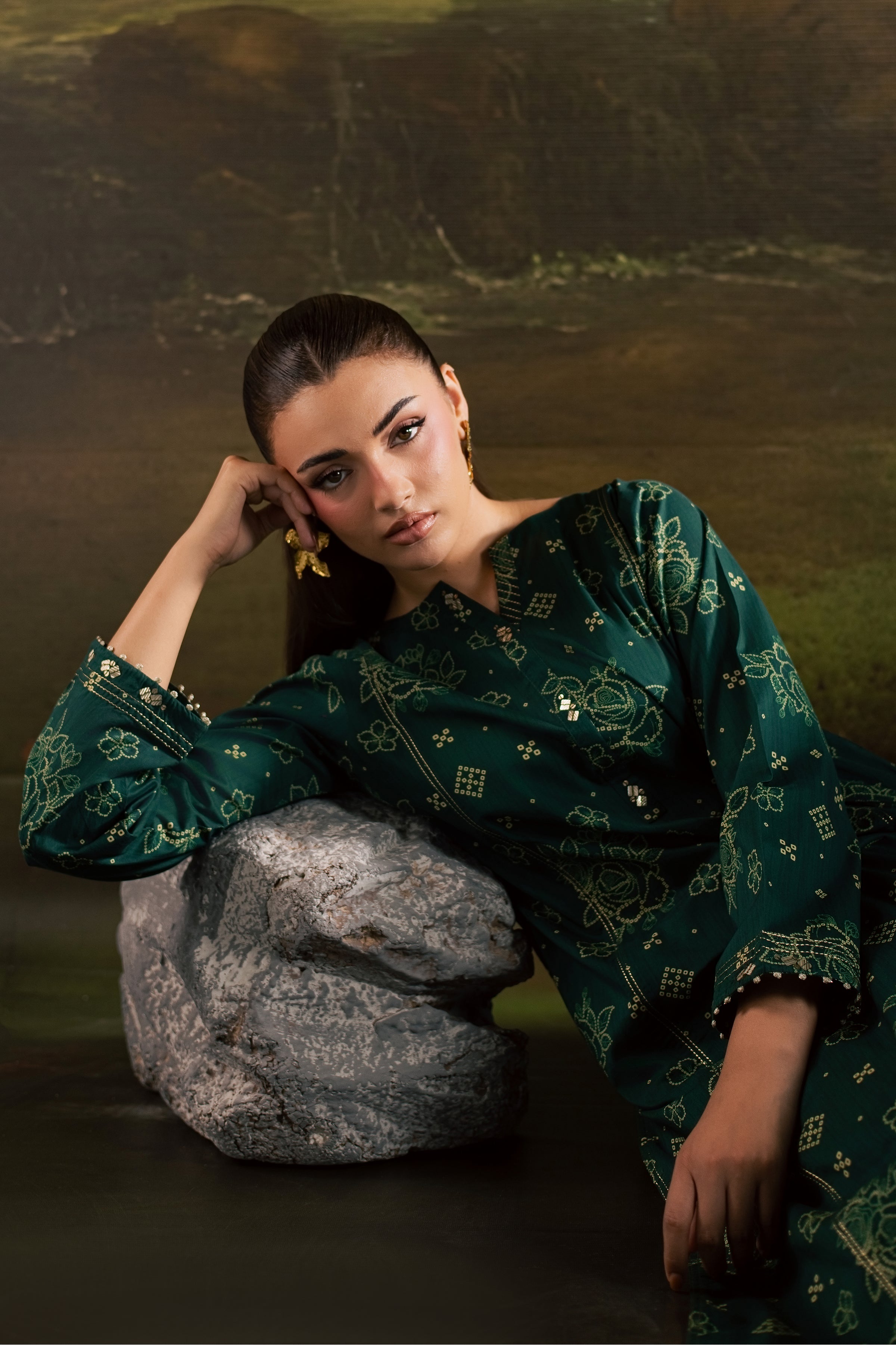Moonsoon 2Pc - Printed Lawn Dress BATIKSS26 BATIK XS / Bottle Green / Lawn-S / Bottle Green / Lawn-M / Bottle Green / Lawn-L / Bottle Green / Lawn-XL / Bottle Green / Lawn