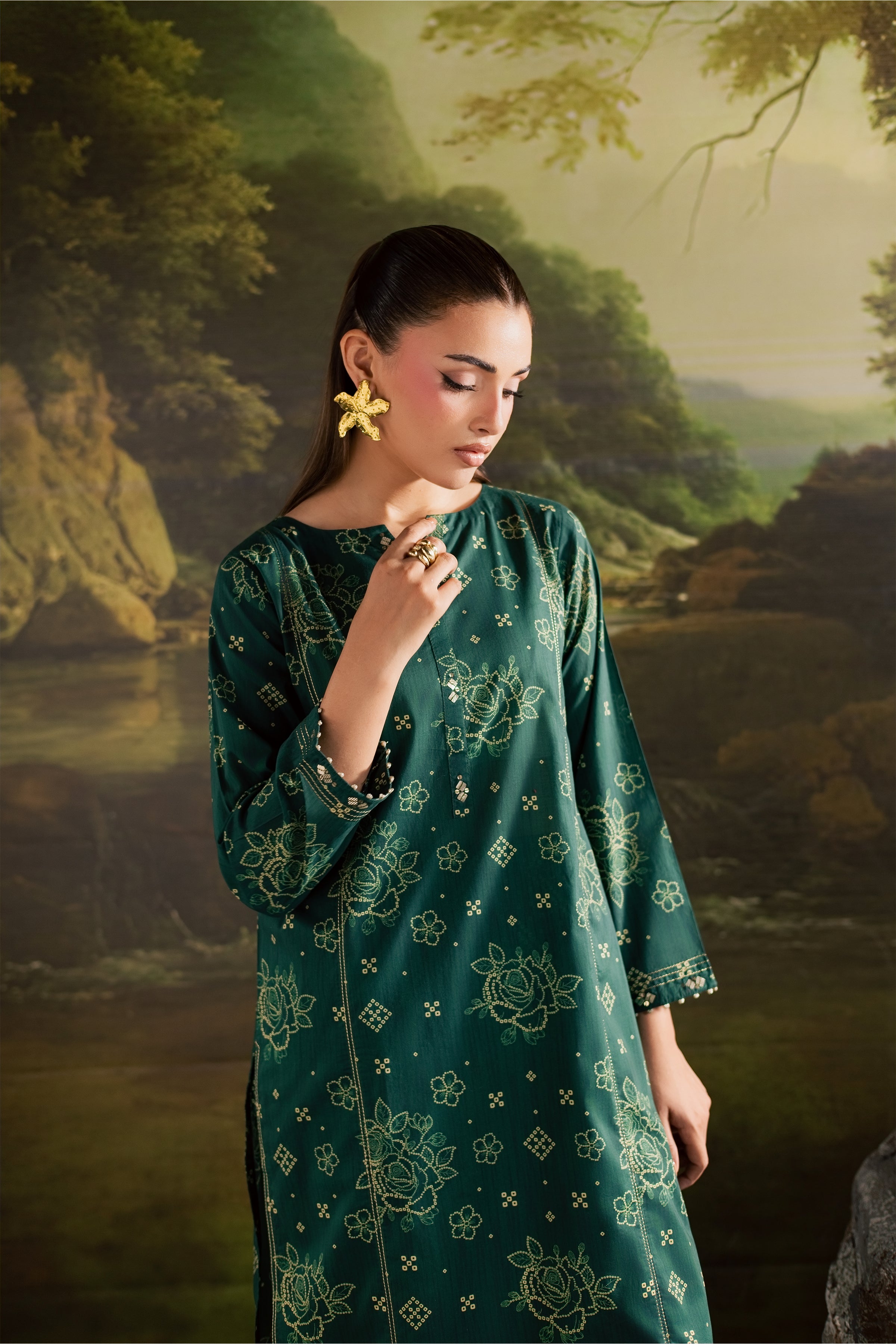 Moonsoon 2Pc - Printed Lawn Dress BATIKSS26 BATIK XS / Bottle Green / Lawn-S / Bottle Green / Lawn-M / Bottle Green / Lawn-L / Bottle Green / Lawn-XL / Bottle Green / Lawn