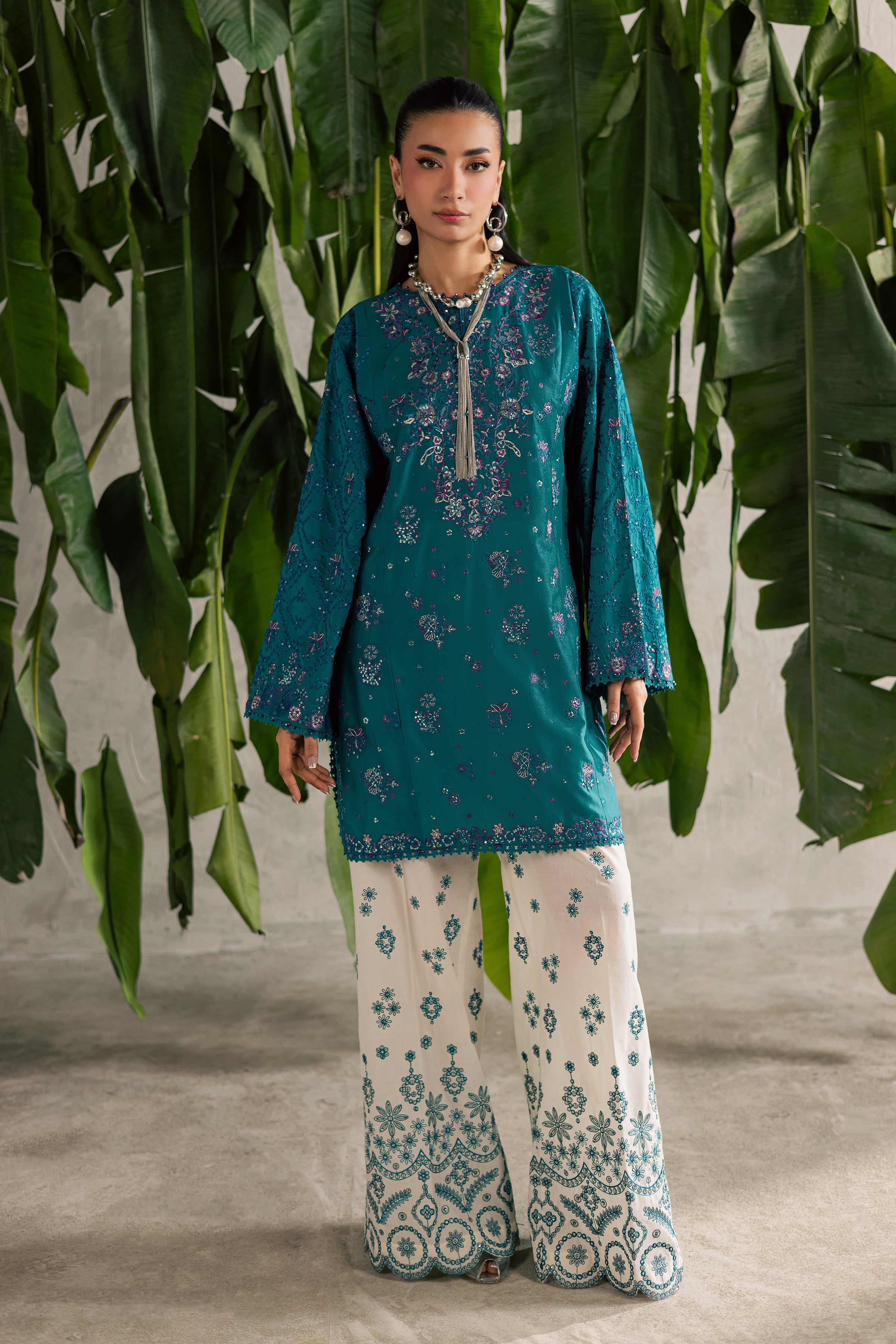 Moonwillow 2Pc - Festive Embroidered Lawn BATIKEID2026 BATIK XS / Evergold / Pima Lawn-S / Evergold / Pima Lawn-M / Evergold / Pima Lawn-L / Evergold / Pima Lawn-XL / Evergold / Pima Lawn