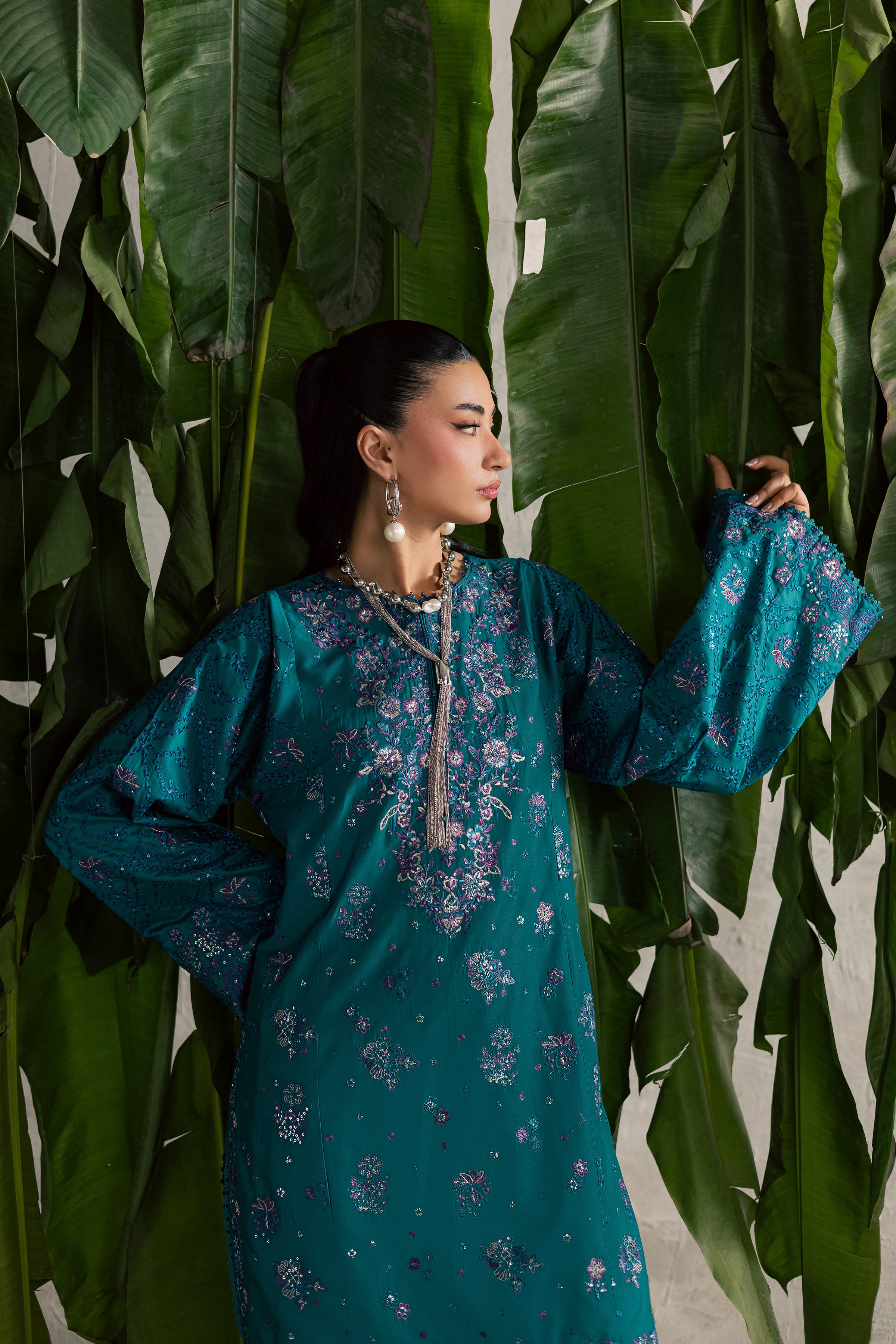 Moonwillow 2Pc - Festive Embroidered Lawn BATIKEID2026 BATIK XS / Evergold / Pima Lawn-S / Evergold / Pima Lawn-M / Evergold / Pima Lawn-L / Evergold / Pima Lawn-XL / Evergold / Pima Lawn