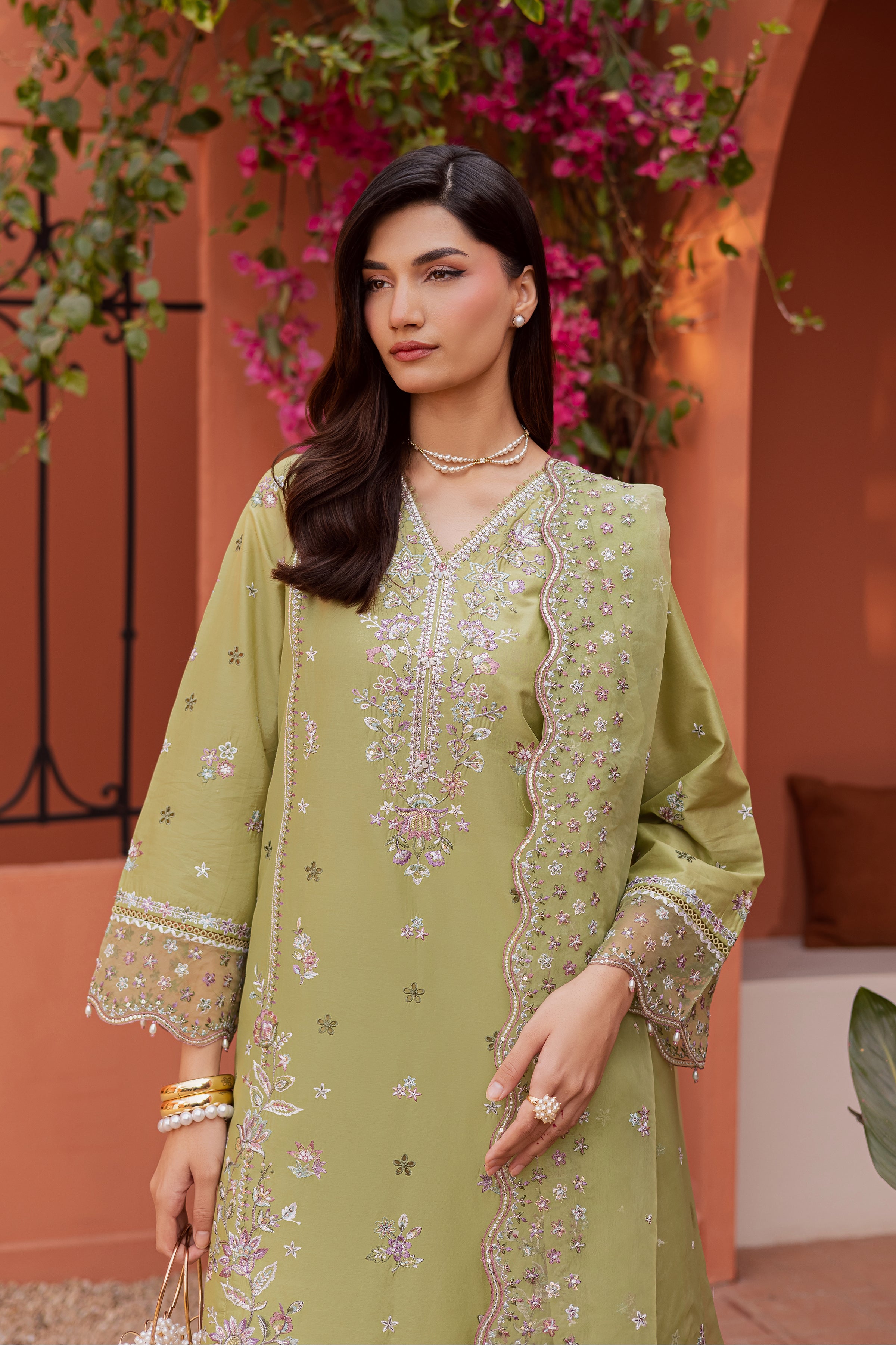 Mor Bagh 3Pc - Festive Embroidered Lawn BATIKEID2026 BATIK XS / Green / Pima Lawn-S / Green / Pima Lawn-M / Green / Pima Lawn-L / Green / Pima Lawn-XL / Green / Pima Lawn