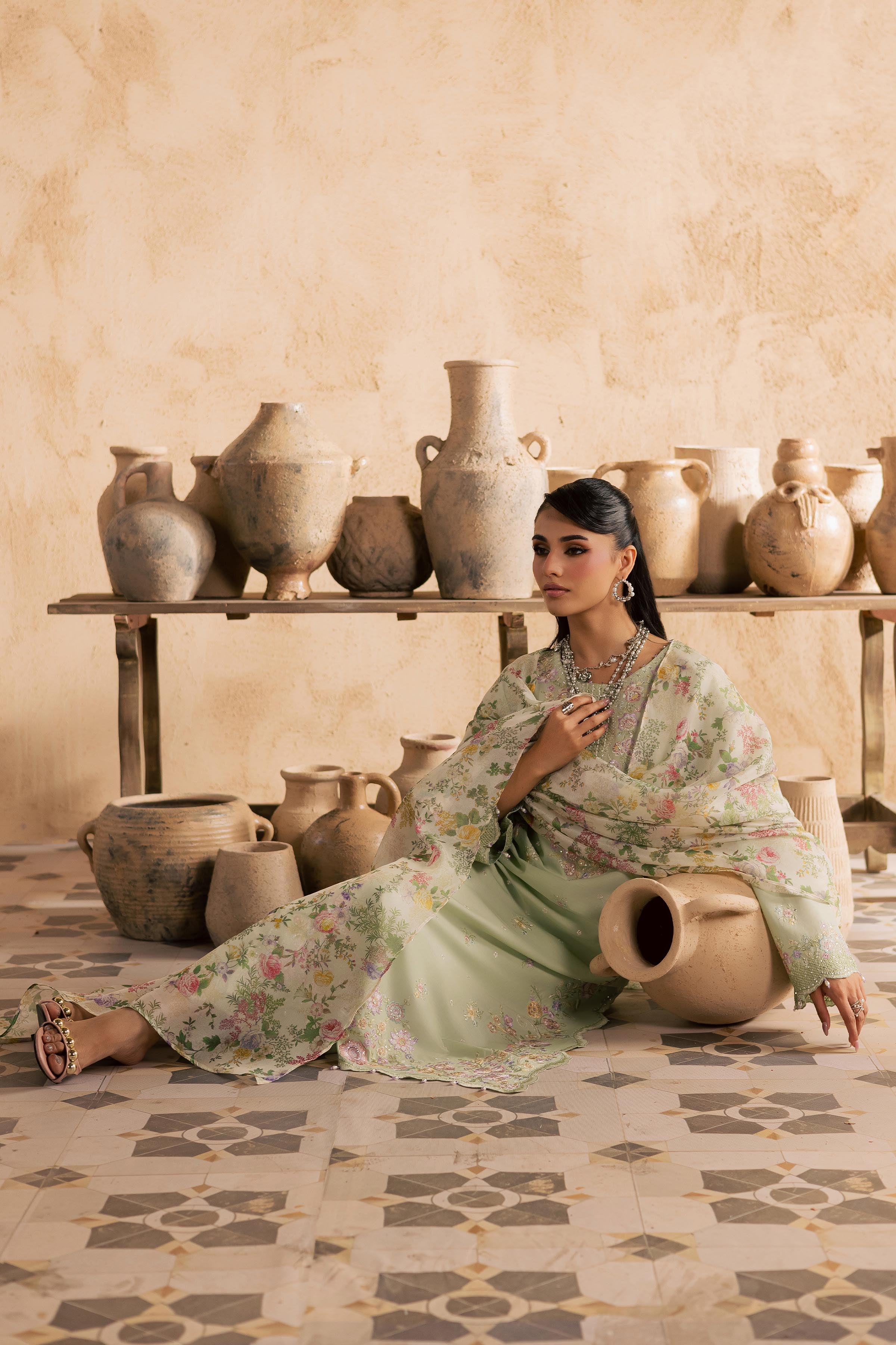 Morika 3Pc - Embroidered Festive Pret BATIKSS26 BATIK XS / Bokchoy / Pima Lawn-S / Bokchoy / Pima Lawn-M / Bokchoy / Pima Lawn-L / Bokchoy / Pima Lawn-XL / Bokchoy / Pima Lawn