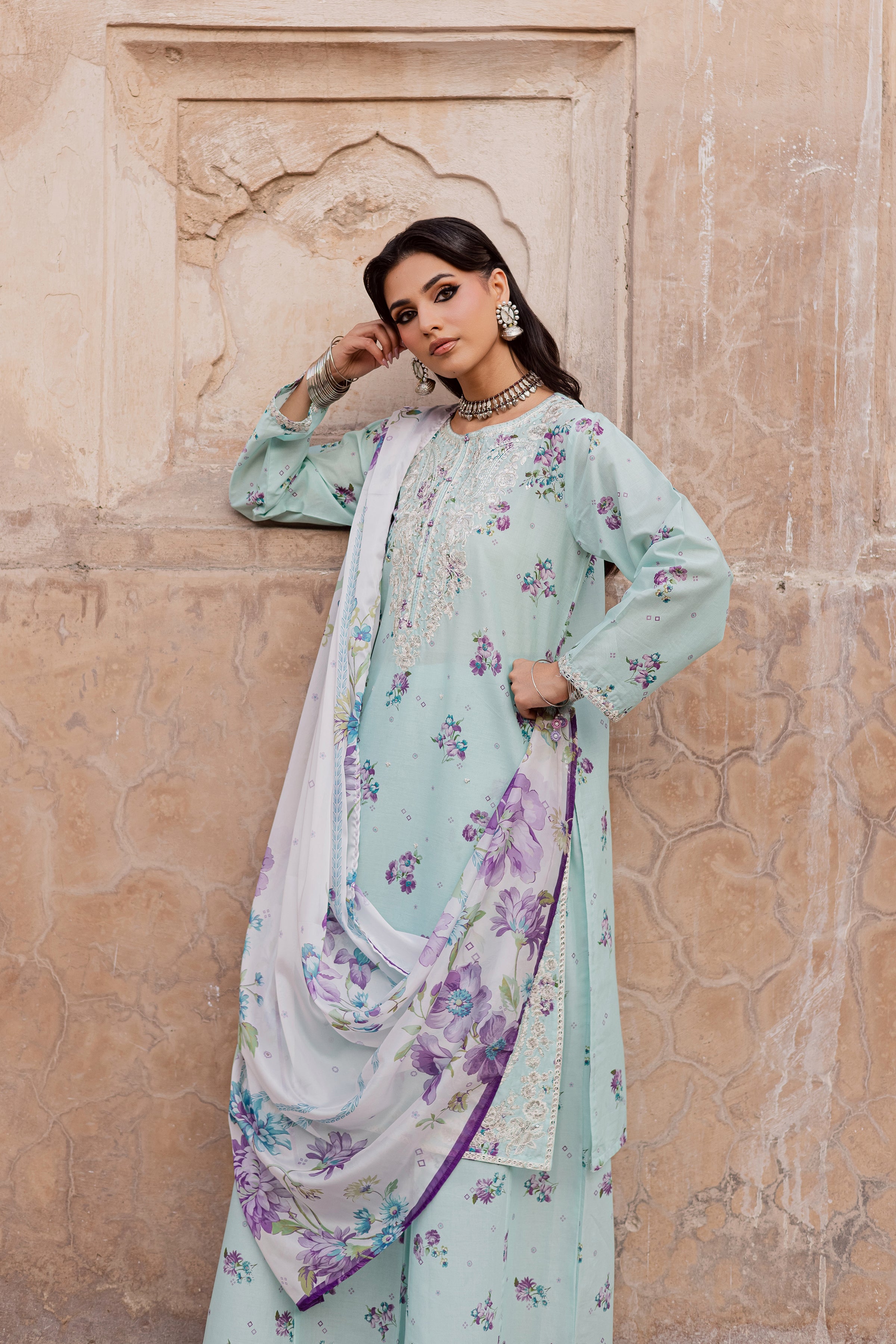 Morticia 3Pc - Festive Eid Prints BATIKEID2026 BATIK XS / Ice Blue / Lawn-S / Ice Blue / Lawn-M / Ice Blue / Lawn-L / Ice Blue / Lawn-XL / Ice Blue / Lawn