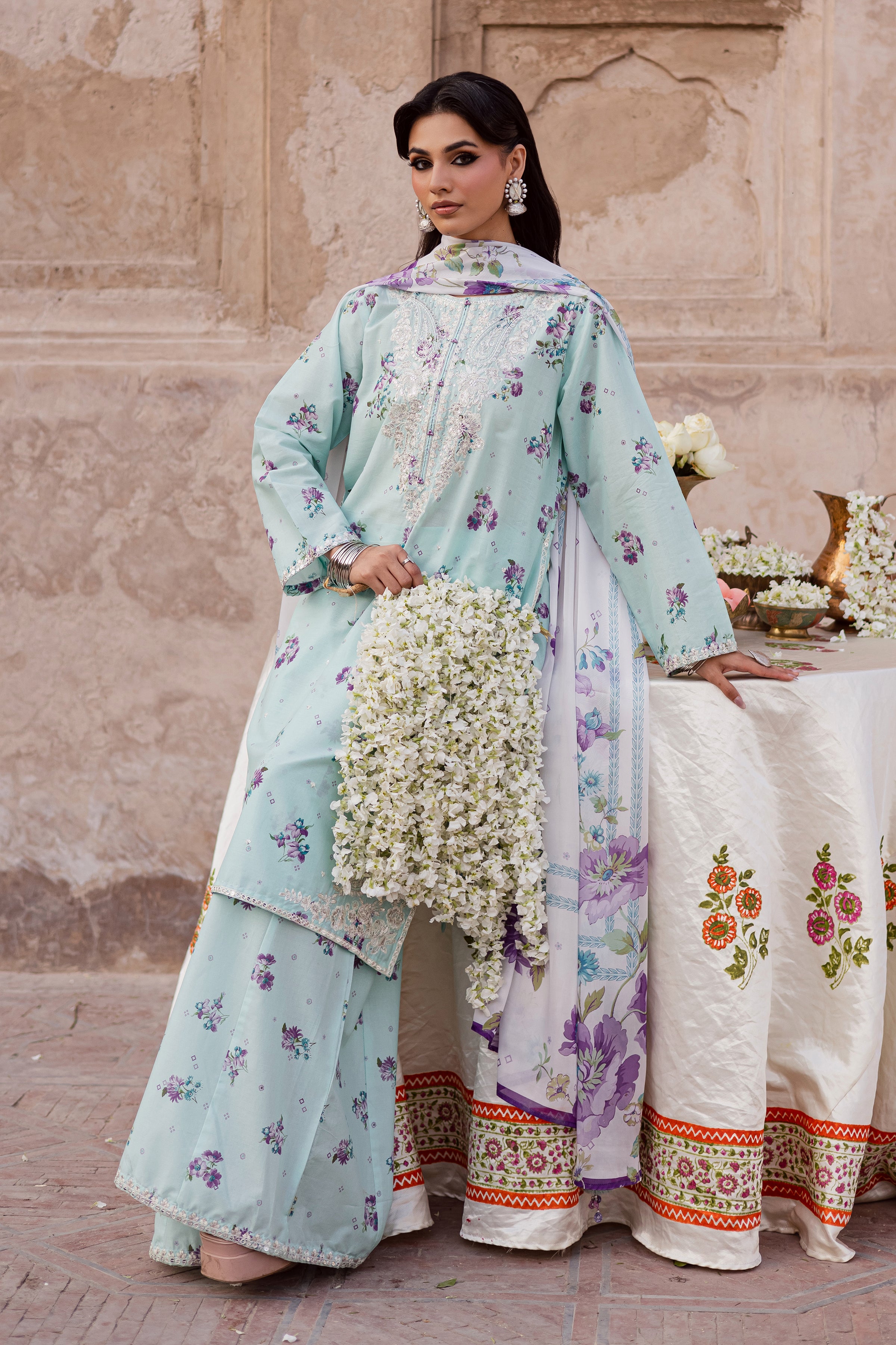 Morticia 3Pc - Festive Eid Prints BATIKEID2026 BATIK XS / Ice Blue / Lawn-S / Ice Blue / Lawn-M / Ice Blue / Lawn-L / Ice Blue / Lawn-XL / Ice Blue / Lawn