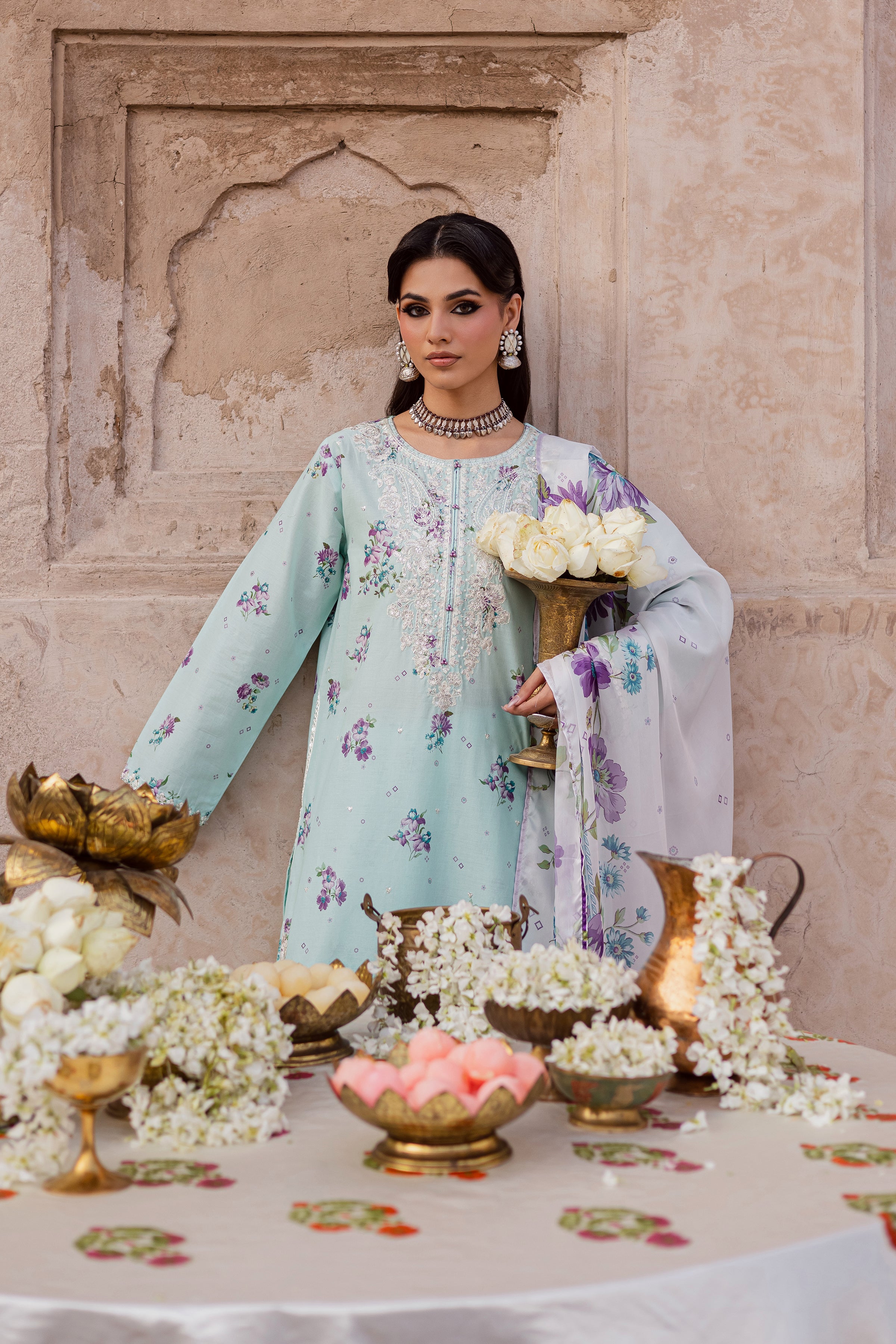 Morticia 3Pc - Festive Eid Prints BATIKEID2026 BATIK XS / Ice Blue / Lawn-S / Ice Blue / Lawn-M / Ice Blue / Lawn-L / Ice Blue / Lawn-XL / Ice Blue / Lawn