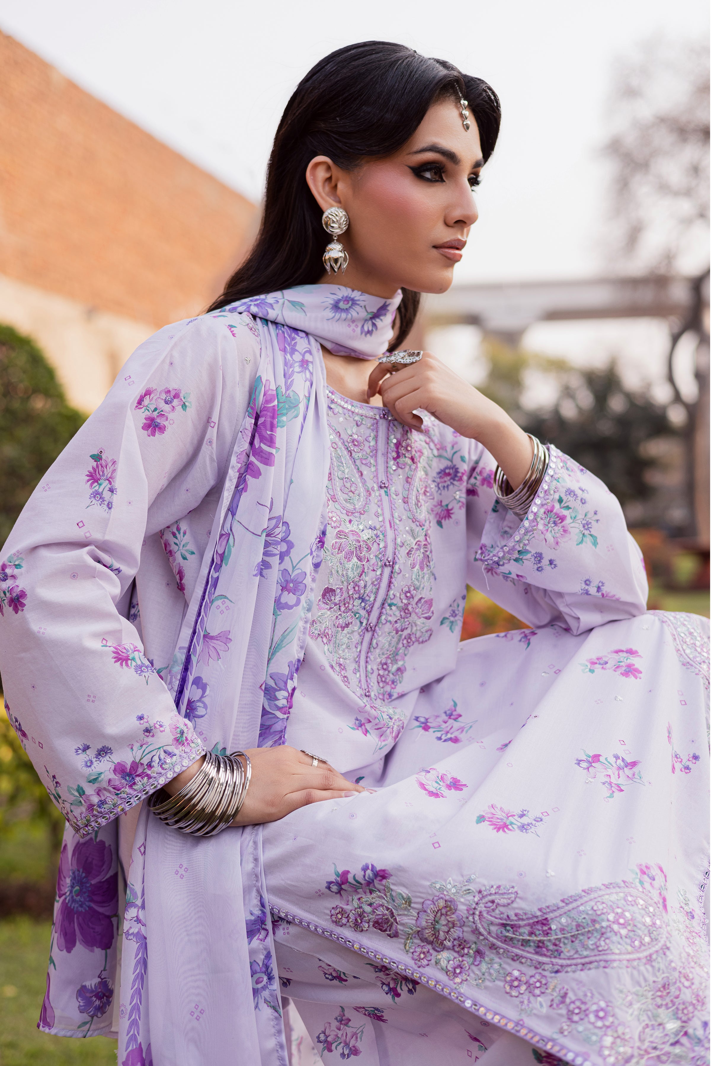 Morticia Lilac 3Pc - Festive Eid Prints BATIKEID2026 BATIK XS / Lilac / Lawn-S / Lilac / Lawn-M / Lilac / Lawn-L / Lilac / Lawn-XL / Lilac / Lawn