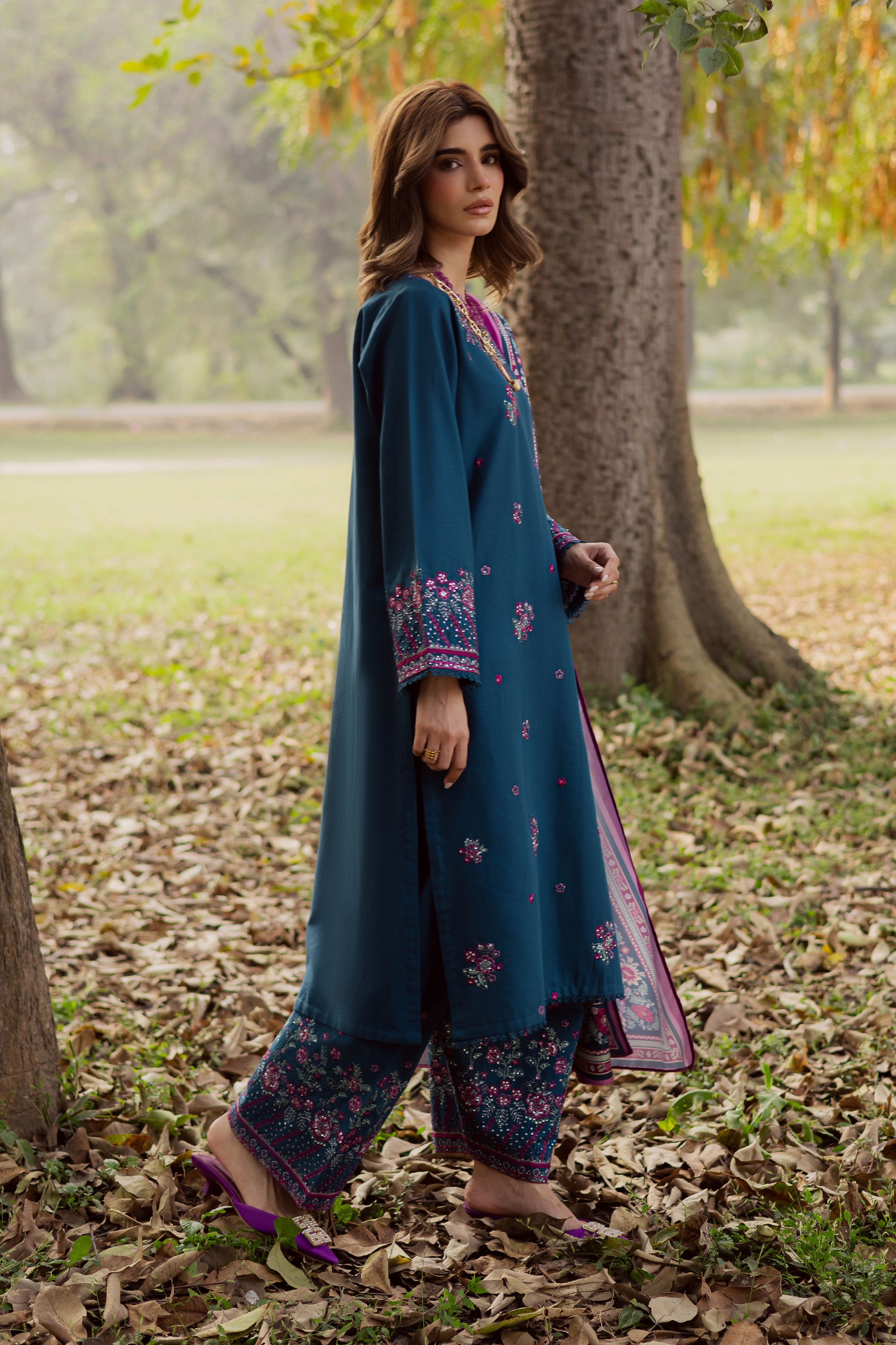 Moscow 3Pc - Embroidered Khaddar Dress BATIK WINTER PRET 2025 BATIK XS / Prussian / Khaddar-S / Prussian / Khaddar-M / Prussian / Khaddar-L / Prussian / Khaddar-XL / Prussian / Khaddar