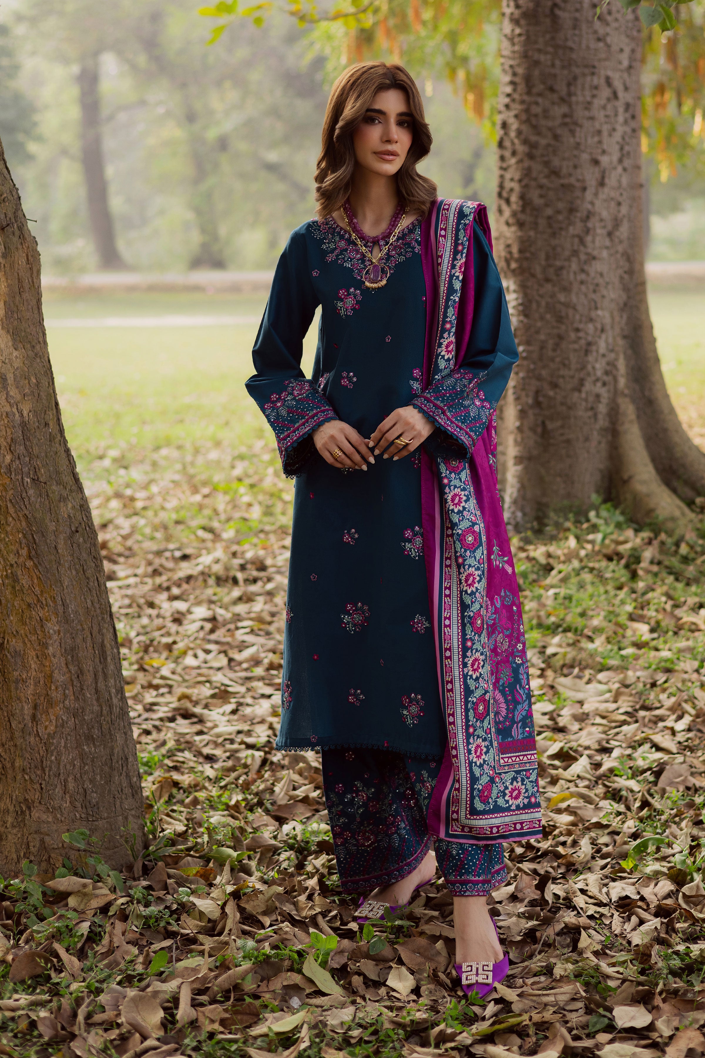 Moscow 3Pc - Embroidered Khaddar Dress BATIK WINTER PRET 2025 BATIK XS / Prussian / Khaddar-S / Prussian / Khaddar-M / Prussian / Khaddar-L / Prussian / Khaddar-XL / Prussian / Khaddar