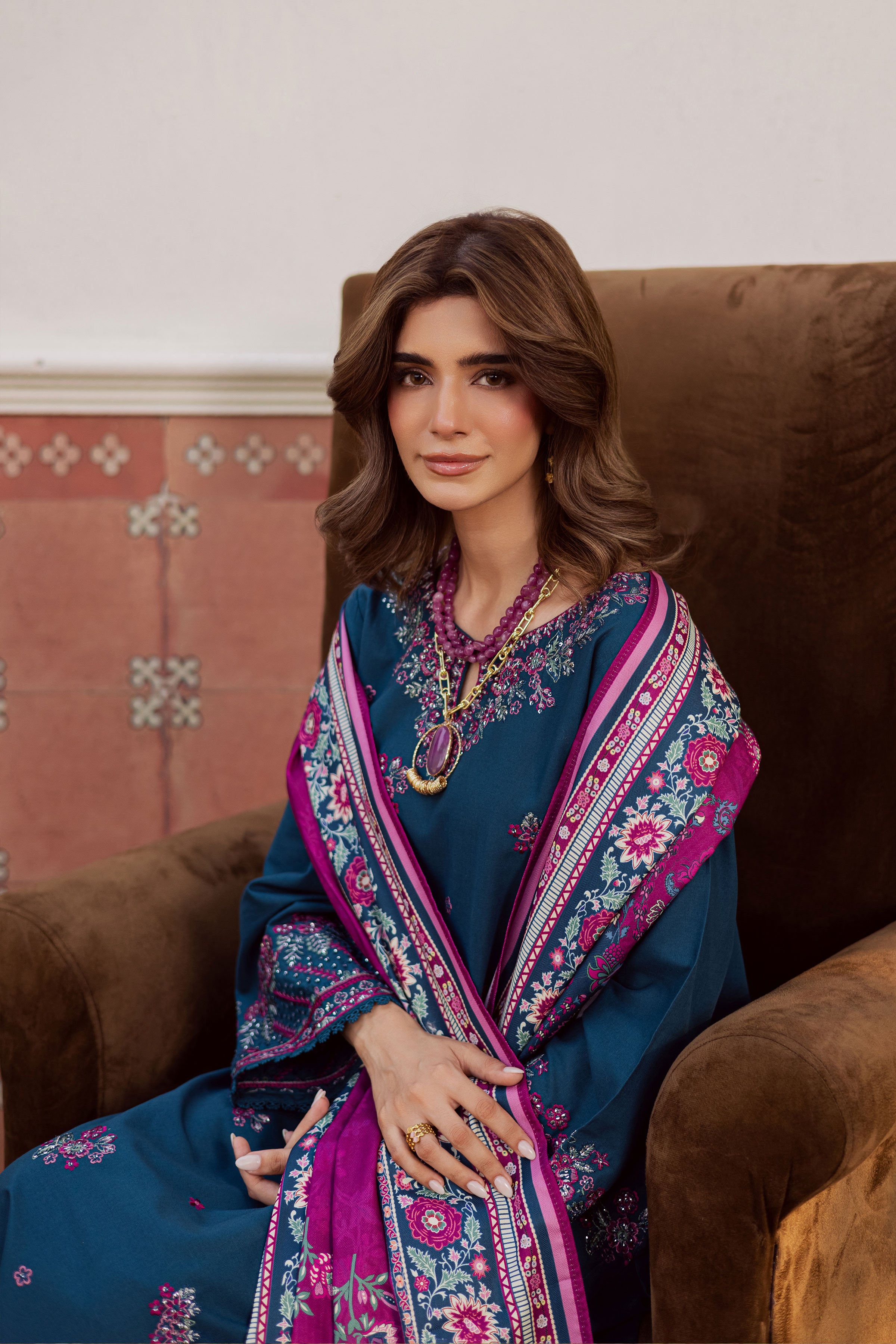 Moscow 3Pc - Embroidered Khaddar Dress BATIK WINTER PRET 2025 BATIK XS / Prussian / Khaddar-S / Prussian / Khaddar-M / Prussian / Khaddar-L / Prussian / Khaddar-XL / Prussian / Khaddar