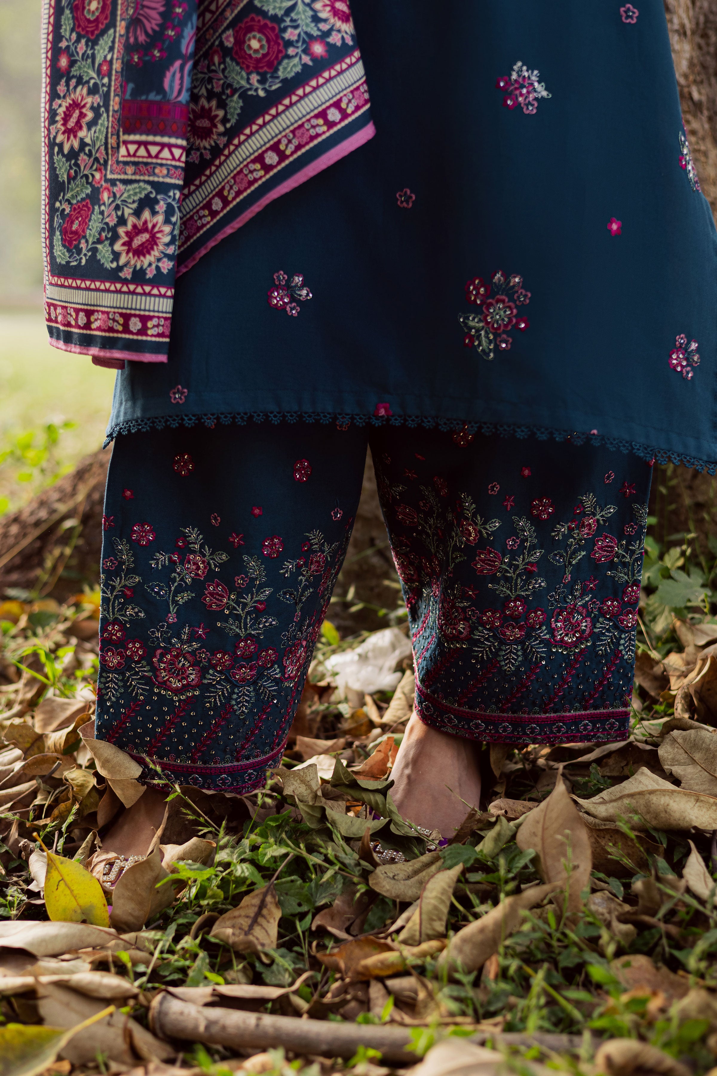Moscow 3Pc - Embroidered Khaddar Dress BATIK WINTER PRET 2025 BATIK XS / Prussian / Khaddar-S / Prussian / Khaddar-M / Prussian / Khaddar-L / Prussian / Khaddar-XL / Prussian / Khaddar