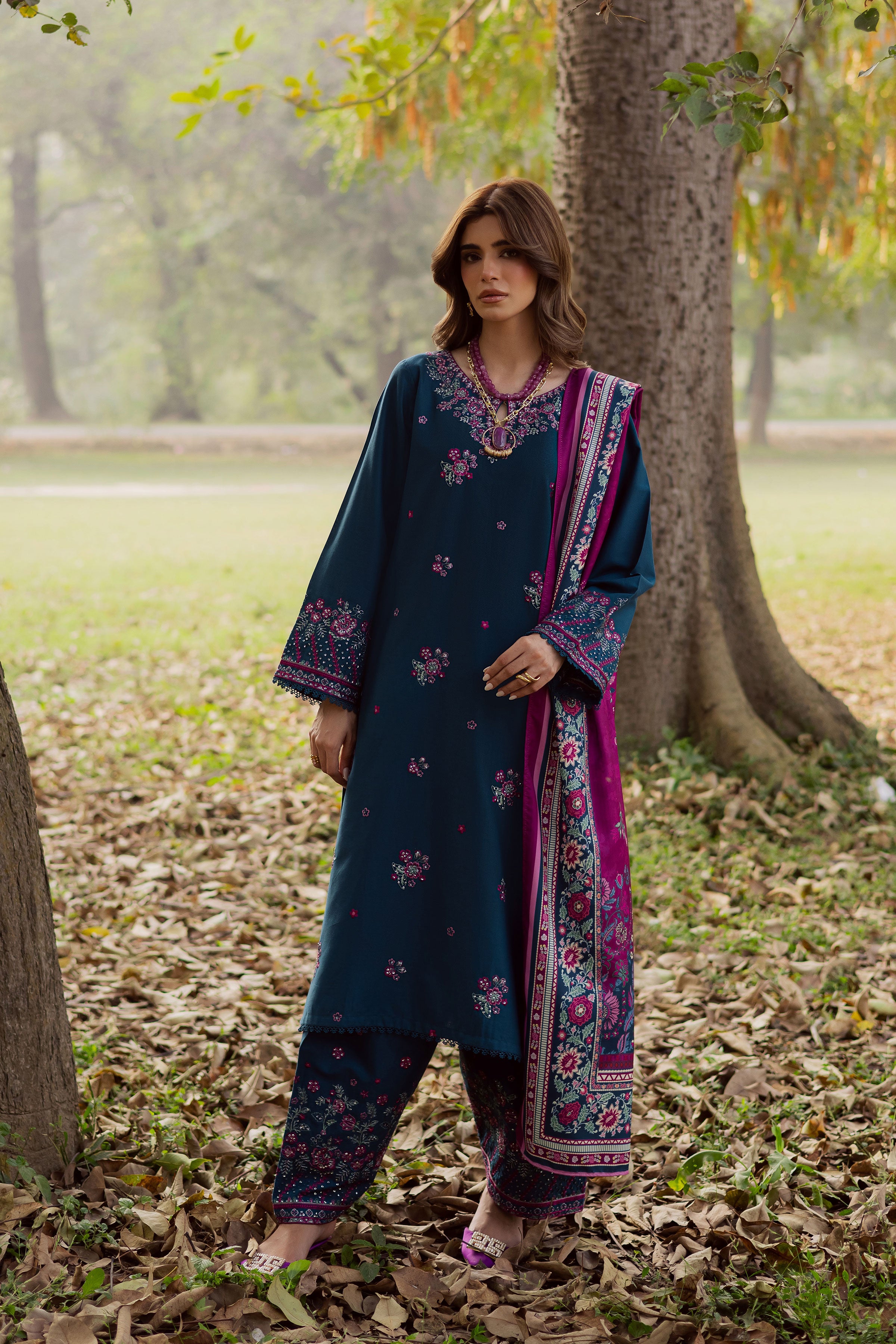 Moscow 3Pc - Embroidered Khaddar Dress BATIK WINTER PRET 2025 BATIK XS / Prussian / Khaddar-S / Prussian / Khaddar-M / Prussian / Khaddar-L / Prussian / Khaddar-XL / Prussian / Khaddar