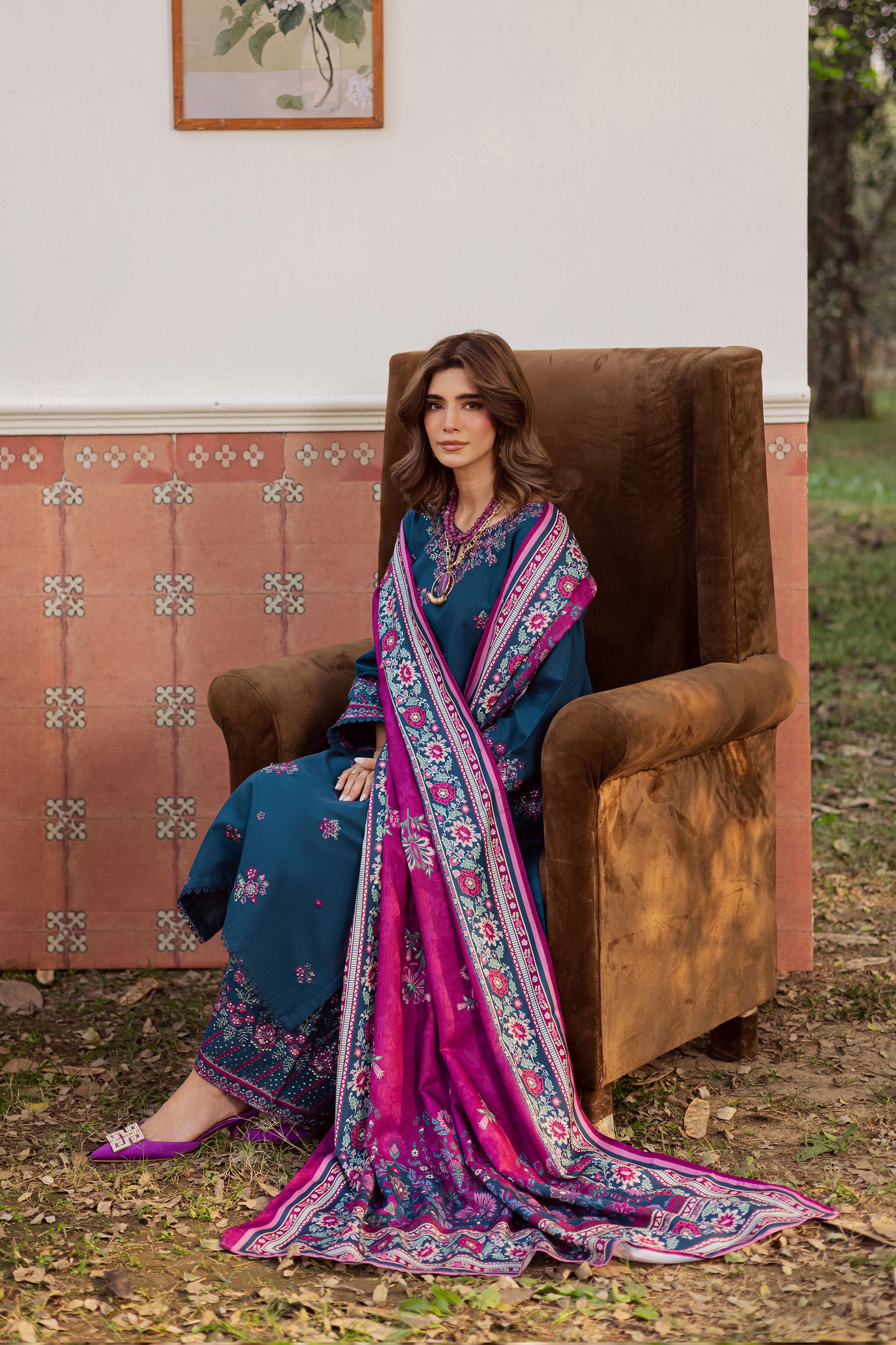 Moscow 3Pc - Embroidered Khaddar Dress BATIK WINTER PRET 2025 BATIK XS / Prussian / Khaddar-S / Prussian / Khaddar-M / Prussian / Khaddar-L / Prussian / Khaddar-XL / Prussian / Khaddar