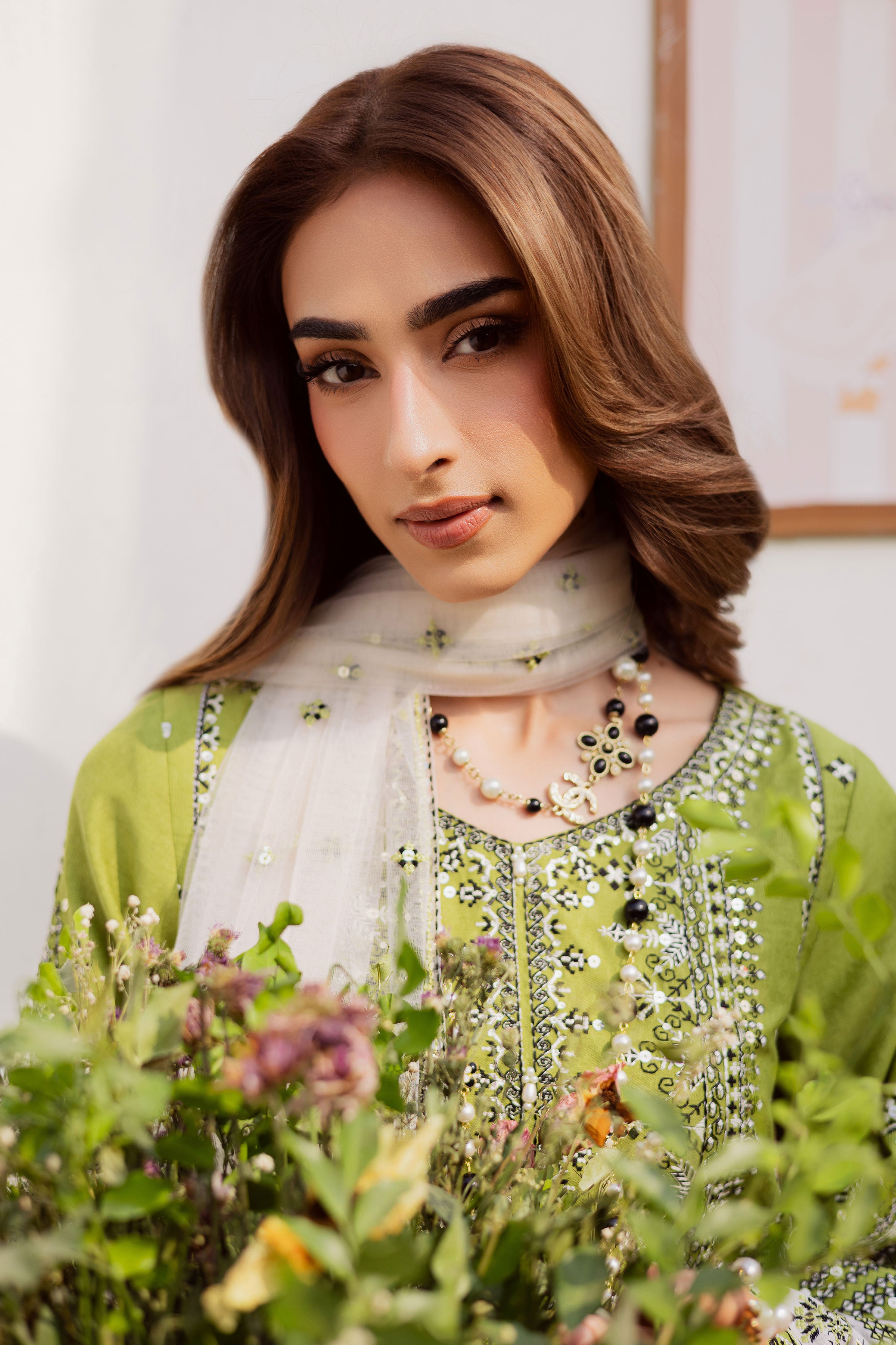 Nashville 3Pc - Embroidered Karandi Dress BATIK WINTER PRET 2025 BATIK XS / Pear green / Karandi-S / Pear green / Karandi-M / Pear green / Karandi-L / Pear green / Karandi-XL / Pear green / Karandi
