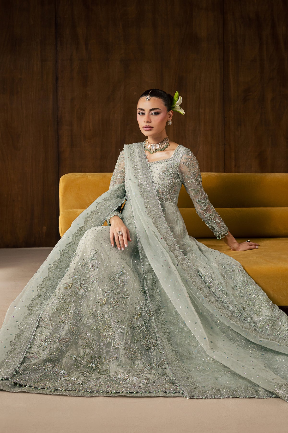 Naubahar 4Pc - Bridal Dress BATIKBRIDALS2026 BATIK S / Sage / Organza