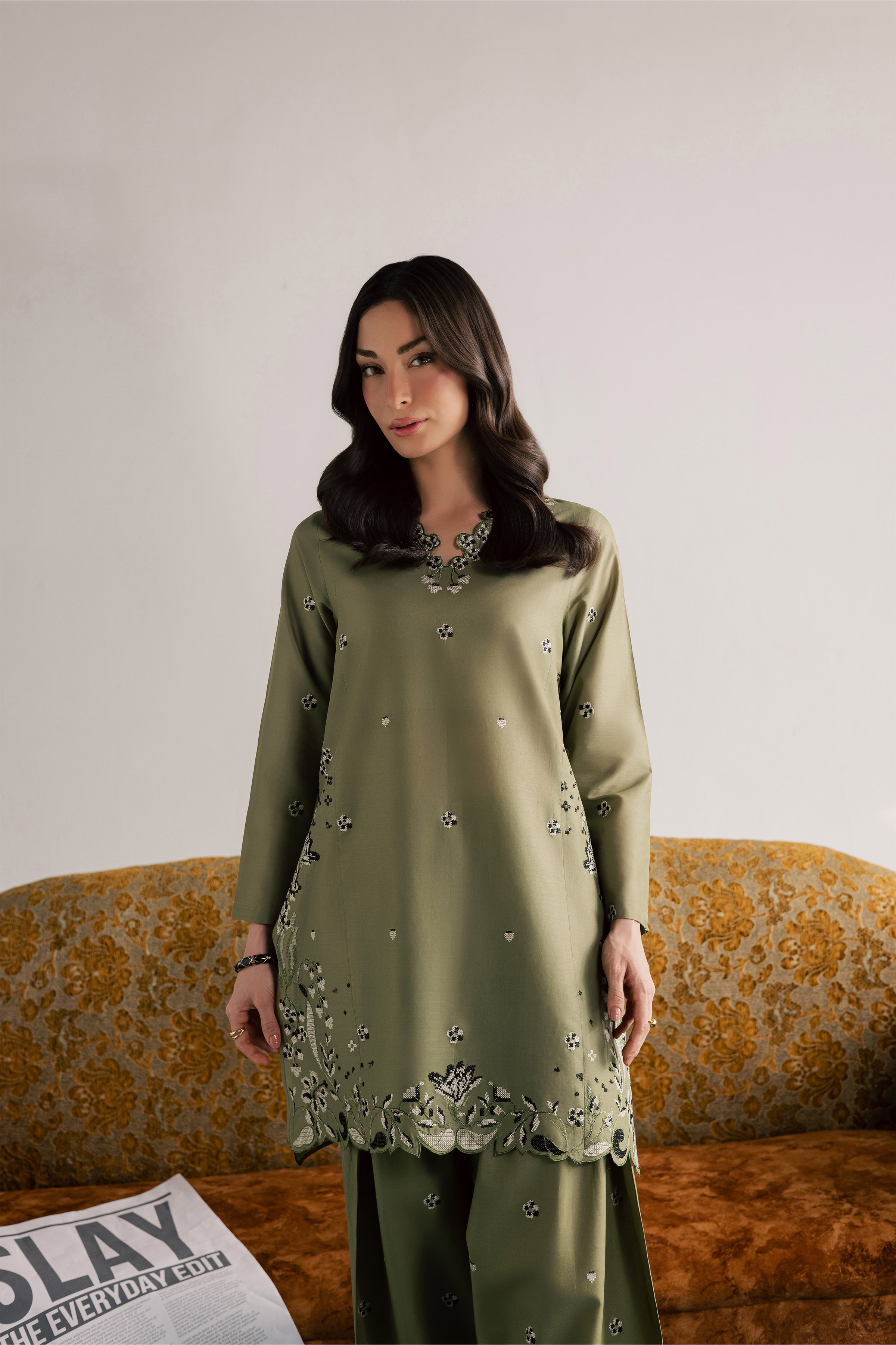 Nazni 2Pc - Embroidered Lawn Dress EverydayEdit26 BATIK XS / Moss / Pima Lawn-S / Moss / Pima Lawn-M / Moss / Pima Lawn-L / Moss / Pima Lawn-XL / Moss / Pima Lawn