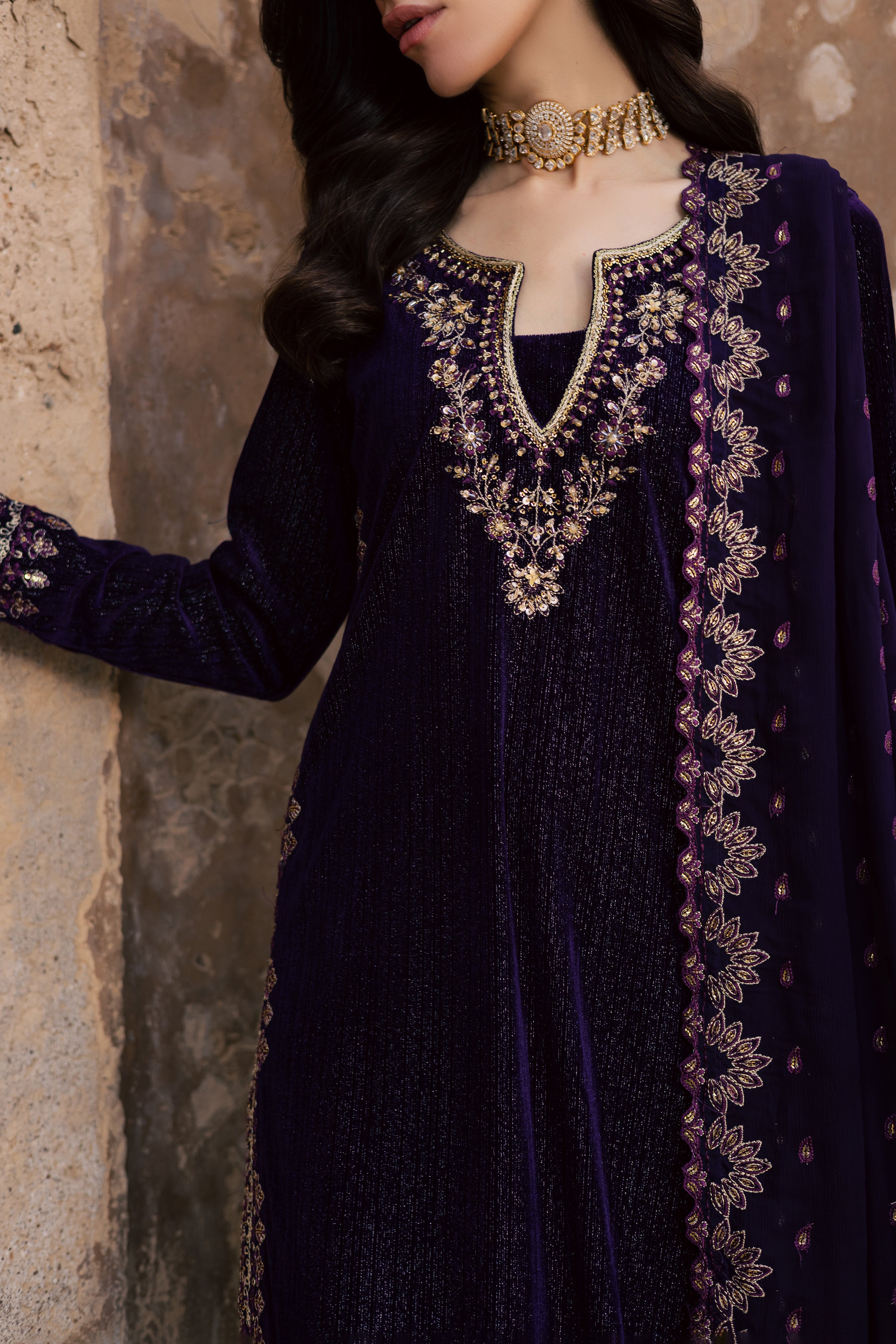 Nera 3Pc - Velvet Formal Dress BATIKstudio BATIK S / Dark Purple / Velvet-M / Dark Purple / Velvet-L / Dark Purple / Velvet
