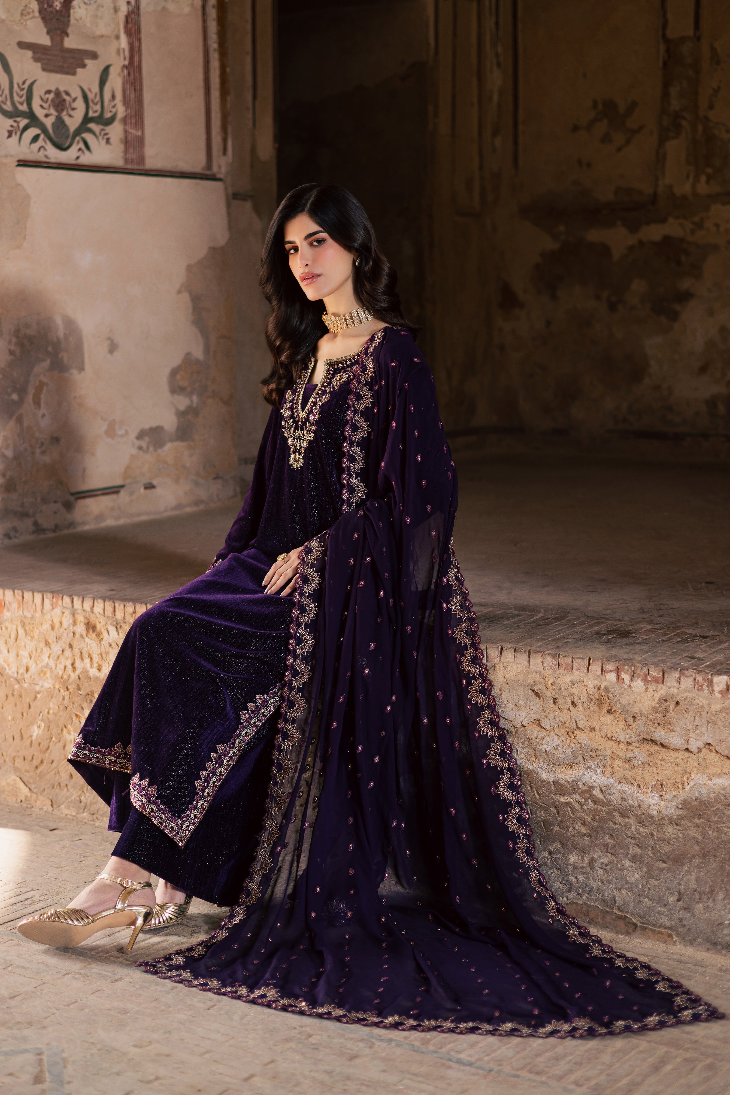 Nera 3Pc - Velvet Formal Dress BATIKstudio BATIK S / Dark Purple / Velvet-M / Dark Purple / Velvet-L / Dark Purple / Velvet