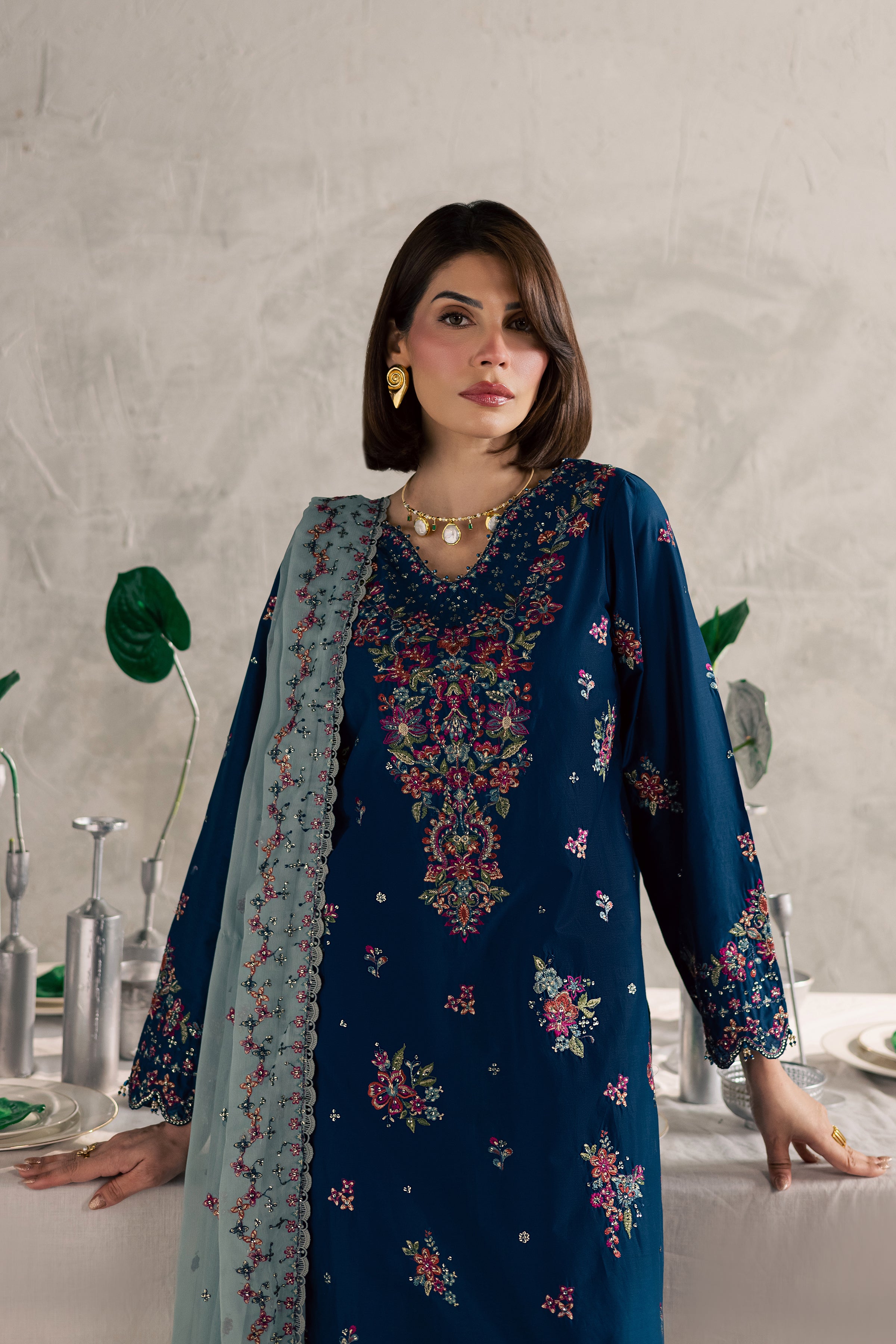 Nira 3Pc - Festive Embroidered Lawn BATIKEID2026 BATIK XS / Teal / Giza-S / Teal / Giza-M / Teal / Giza-L / Teal / Giza-XL / Teal / Giza