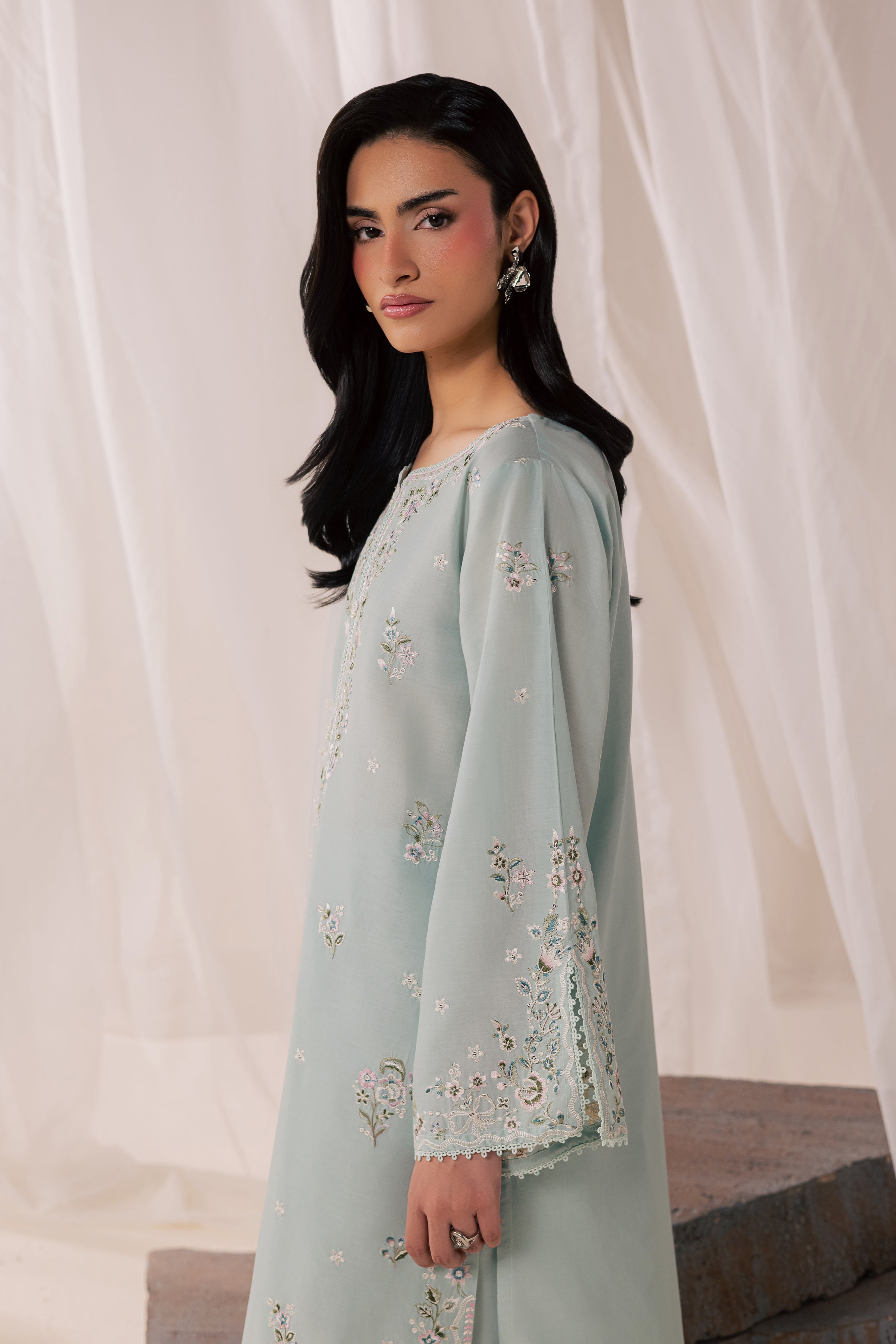 Nirvanah Blue 3Pc - Luxury Embroidered Lawn BATIKSS26 BATIK XS / Ice Blue / Pima Lawn