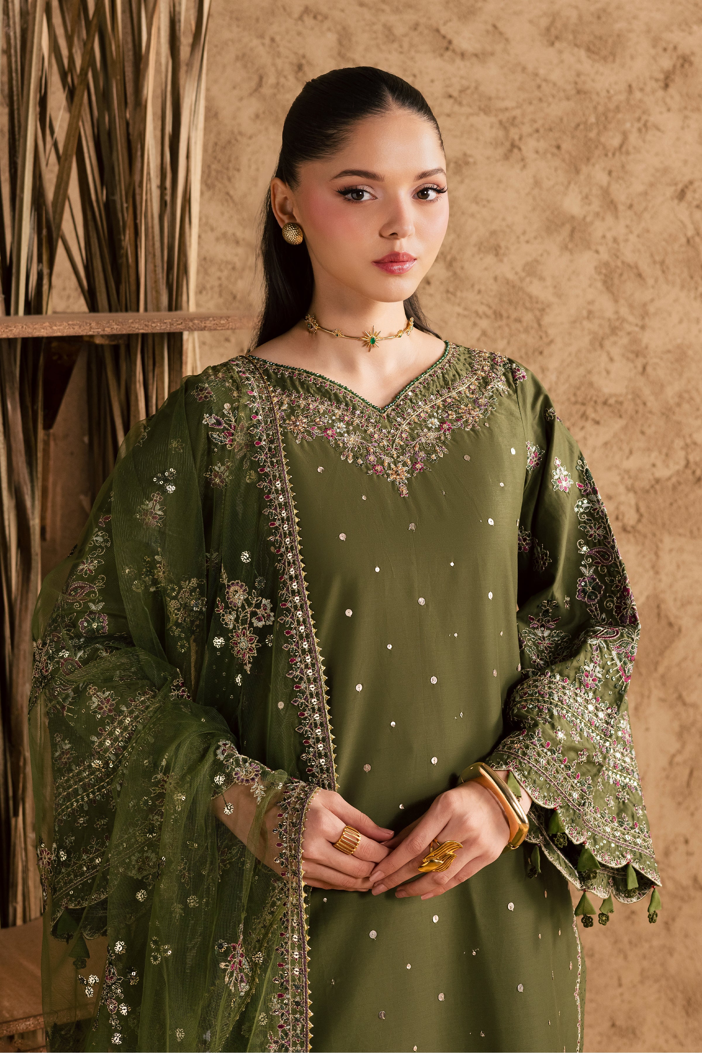 Nivora 3Pc - Festive Eid Pret BATIKEID2026 BATIK XS / Mehndi Green / Giza-S / Mehndi Green / Giza-M / Mehndi Green / Giza-L / Mehndi Green / Giza-XL / Mehndi Green / Giza
