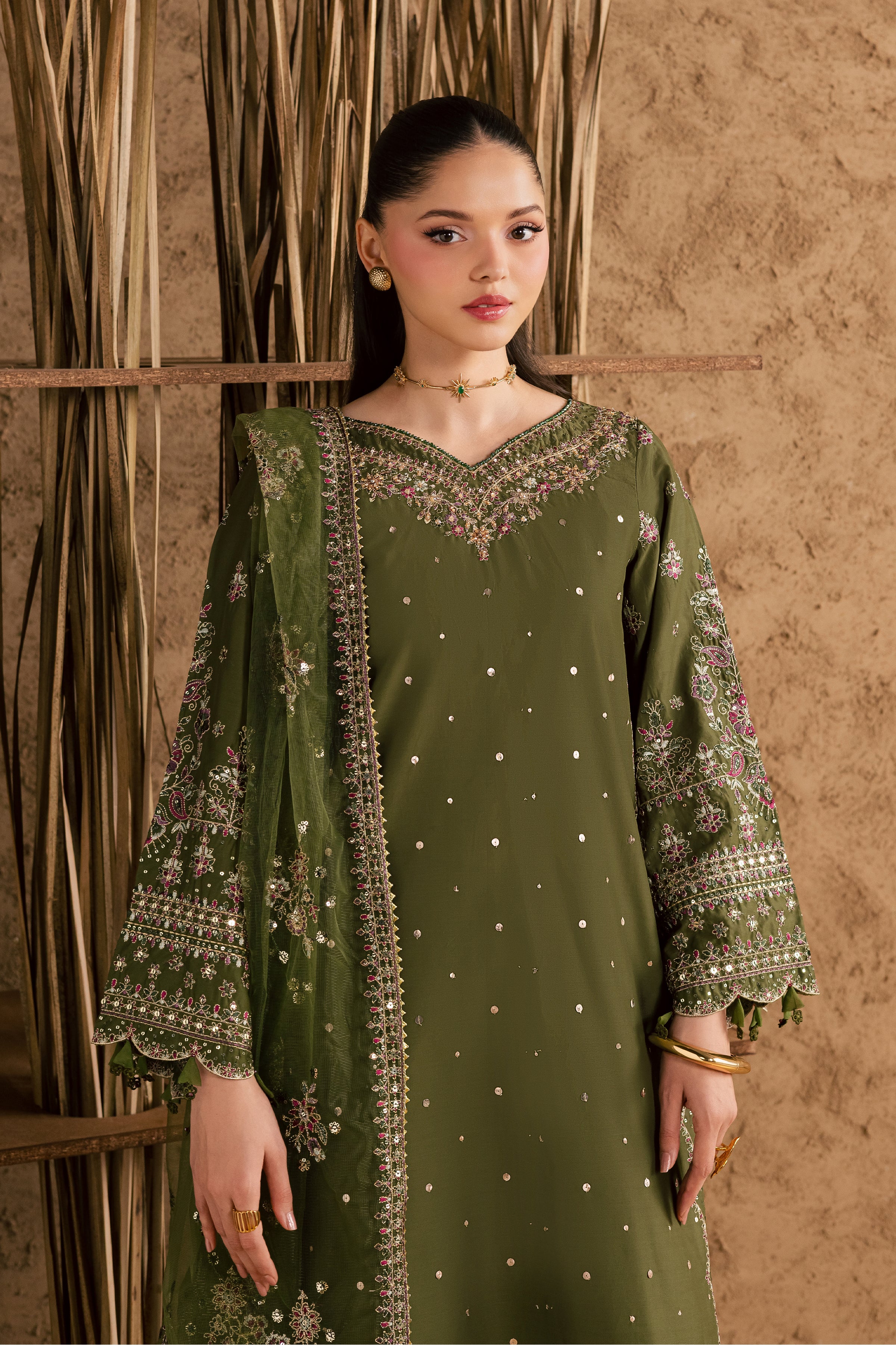 Nivora 3Pc - Festive Eid Pret BATIKEID2026 BATIK XS / Mehndi Green / Giza-S / Mehndi Green / Giza-M / Mehndi Green / Giza-L / Mehndi Green / Giza-XL / Mehndi Green / Giza