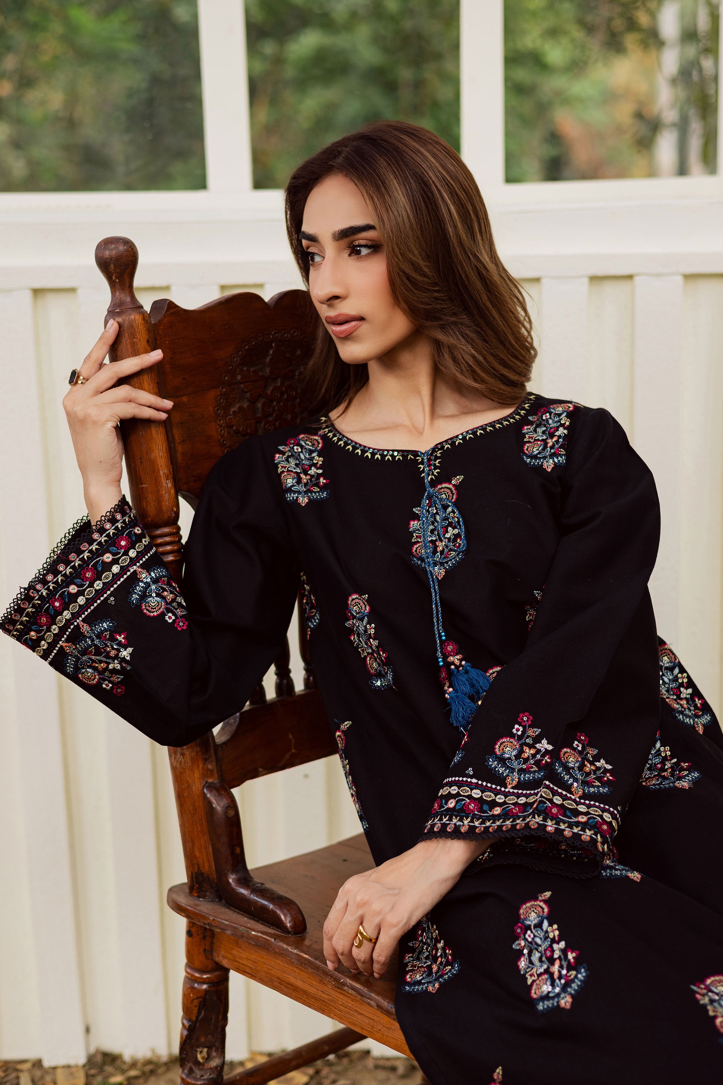 Noir Stitch 2Pc - Embroidered Khaddar Dress BATIK WINTER PRET 2025 BATIK XS / Black / Khaddar-S / Black / Khaddar-M / Black / Khaddar-L / Black / Khaddar-XL / Black / Khaddar