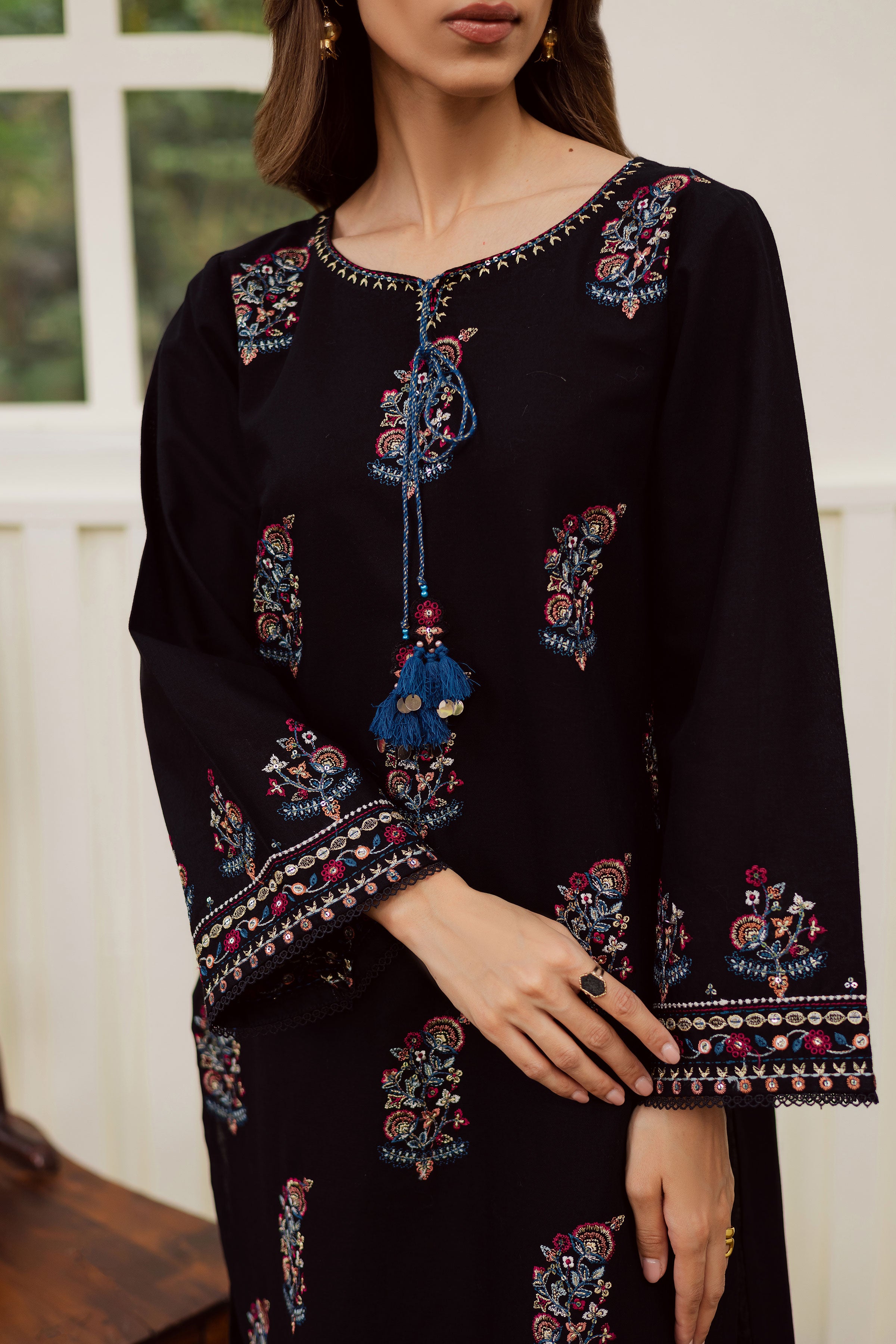 Noir Stitch 2Pc - Embroidered Khaddar Dress BATIK WINTER PRET 2025 BATIK XS / Black / Khaddar-S / Black / Khaddar-M / Black / Khaddar-L / Black / Khaddar-XL / Black / Khaddar
