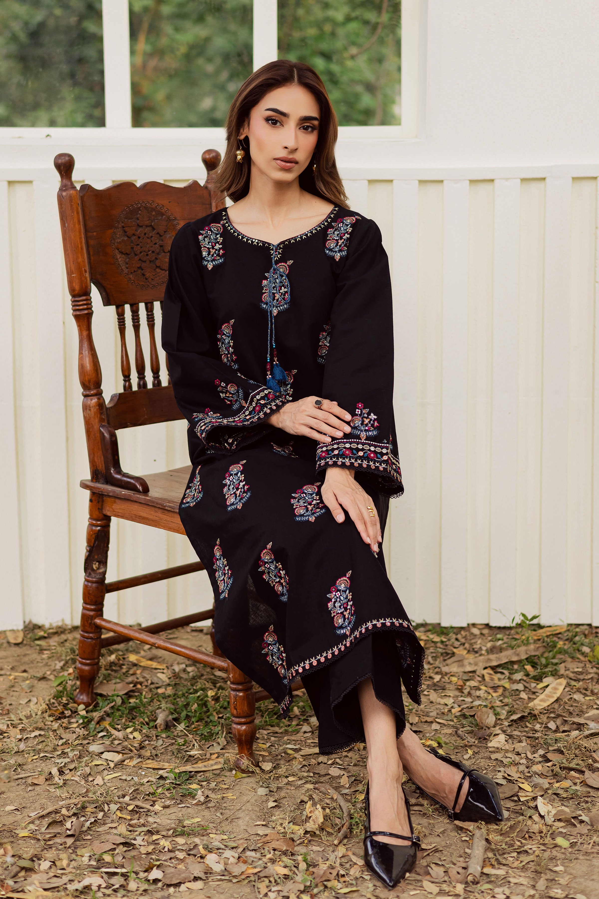 Noir Stitch 2Pc - Embroidered Khaddar Dress BATIK WINTER PRET 2025 BATIK XS / Black / Khaddar-S / Black / Khaddar-M / Black / Khaddar-L / Black / Khaddar-XL / Black / Khaddar