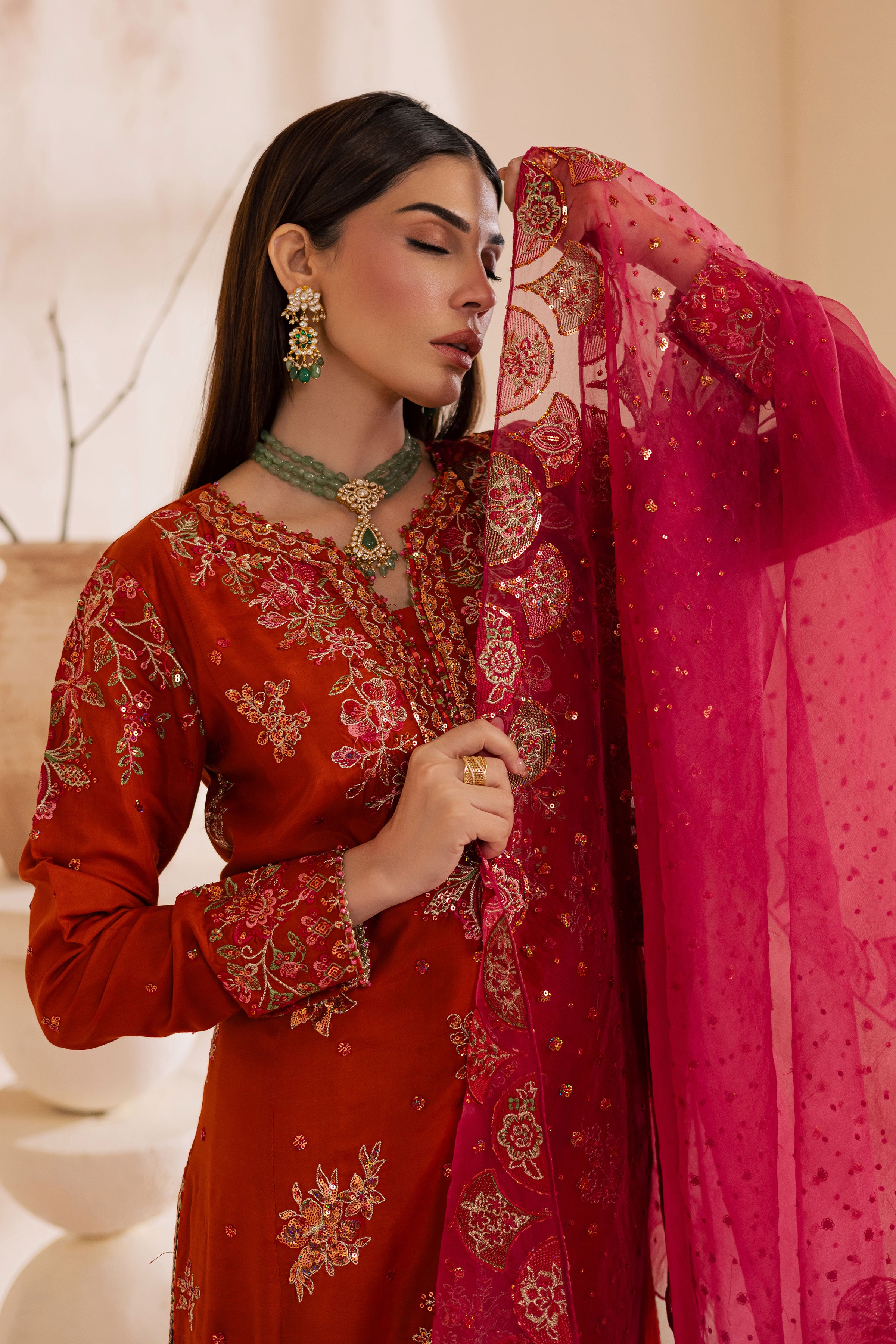 Noor e Gulnaar 3Pc - Embroidered Luxe Pret BATIKLuxePRET2025 BATIK XS / Rust / Raw Silk & Organza-S / Rust / Raw Silk & Organza-M / Rust / Raw Silk & Organza-L / Rust / Raw Silk & Organza-XL / Rust / Raw Silk & Organza