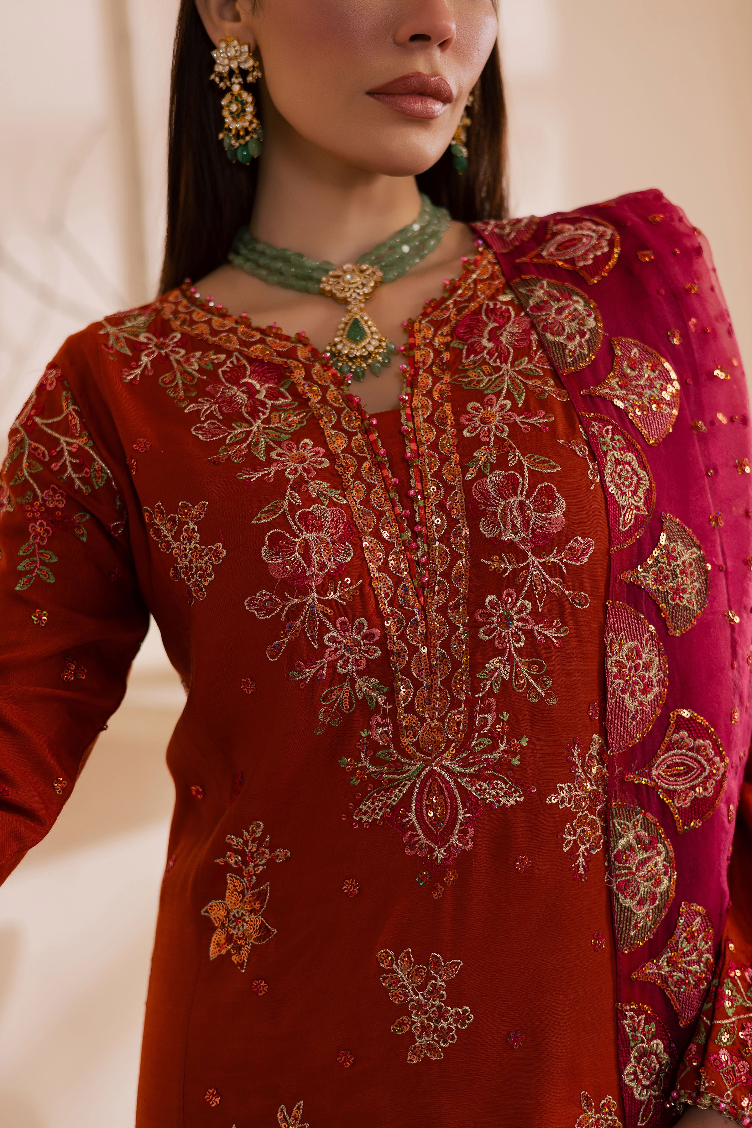 Noor e Gulnaar 3Pc - Embroidered Luxe Pret BATIKLuxePRET2025 BATIK XS / Rust / Raw Silk & Organza-S / Rust / Raw Silk & Organza-M / Rust / Raw Silk & Organza-L / Rust / Raw Silk & Organza-XL / Rust / Raw Silk & Organza