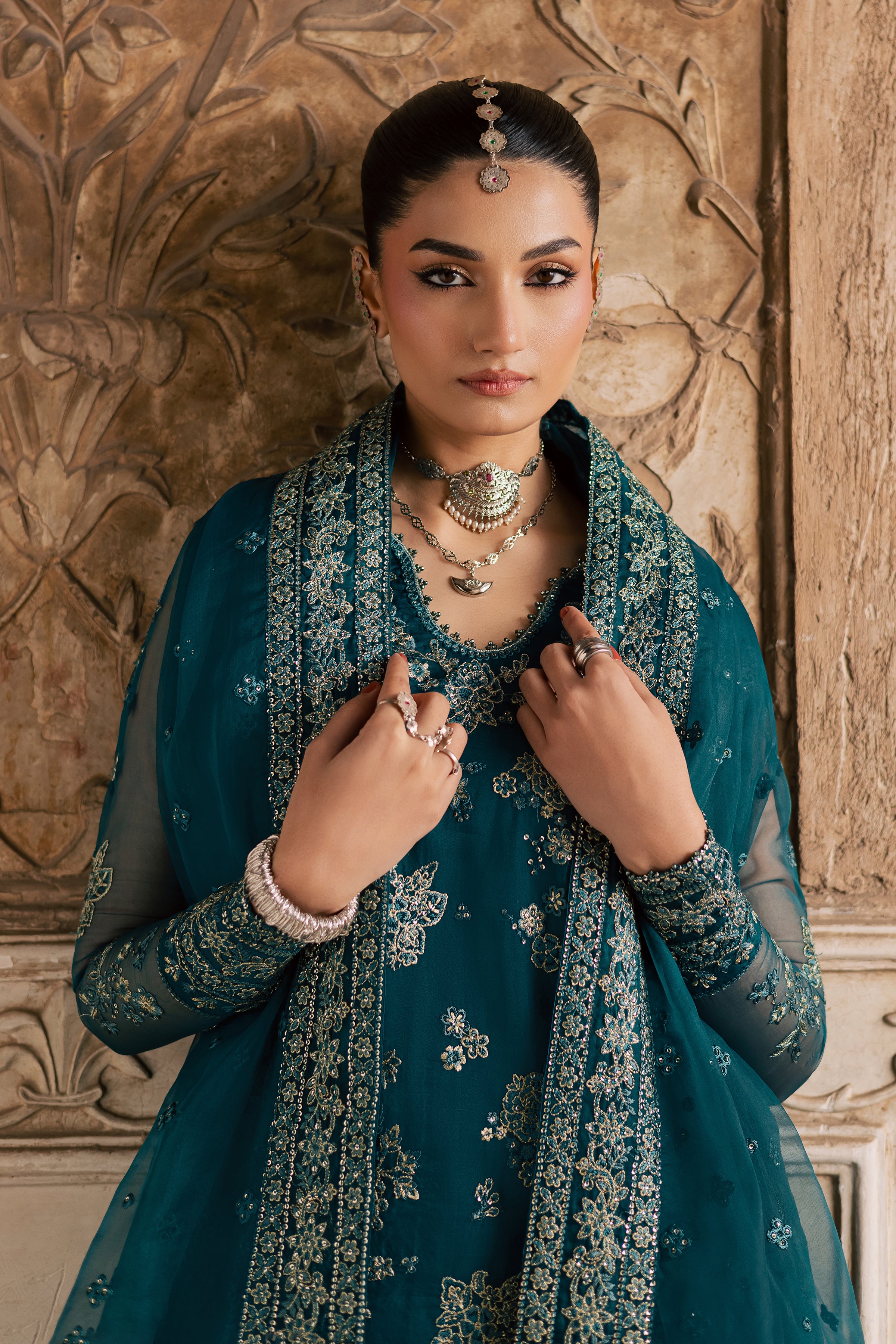 Noorie 3Pc- Festive Luxe Pret BATIKLuxePRET BATIK XS / Teal / Organza-S / Teal / Organza-M / Teal / Organza-L / Teal / Organza-XL / Teal / Organza