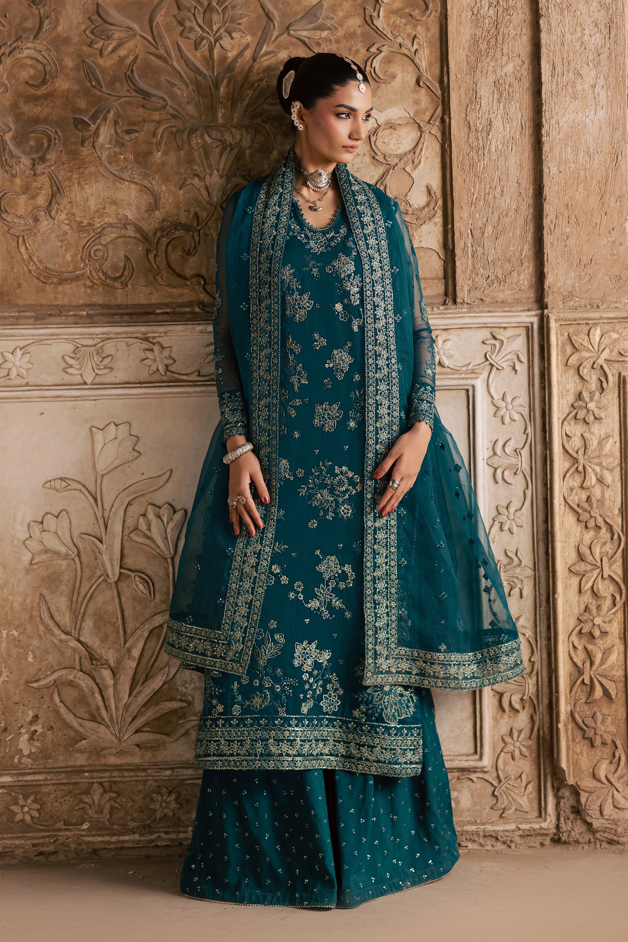 Noorie 3Pc- Festive Luxe Pret BATIKLuxePRET BATIK XS / Teal / Organza-S / Teal / Organza-M / Teal / Organza-L / Teal / Organza-XL / Teal / Organza