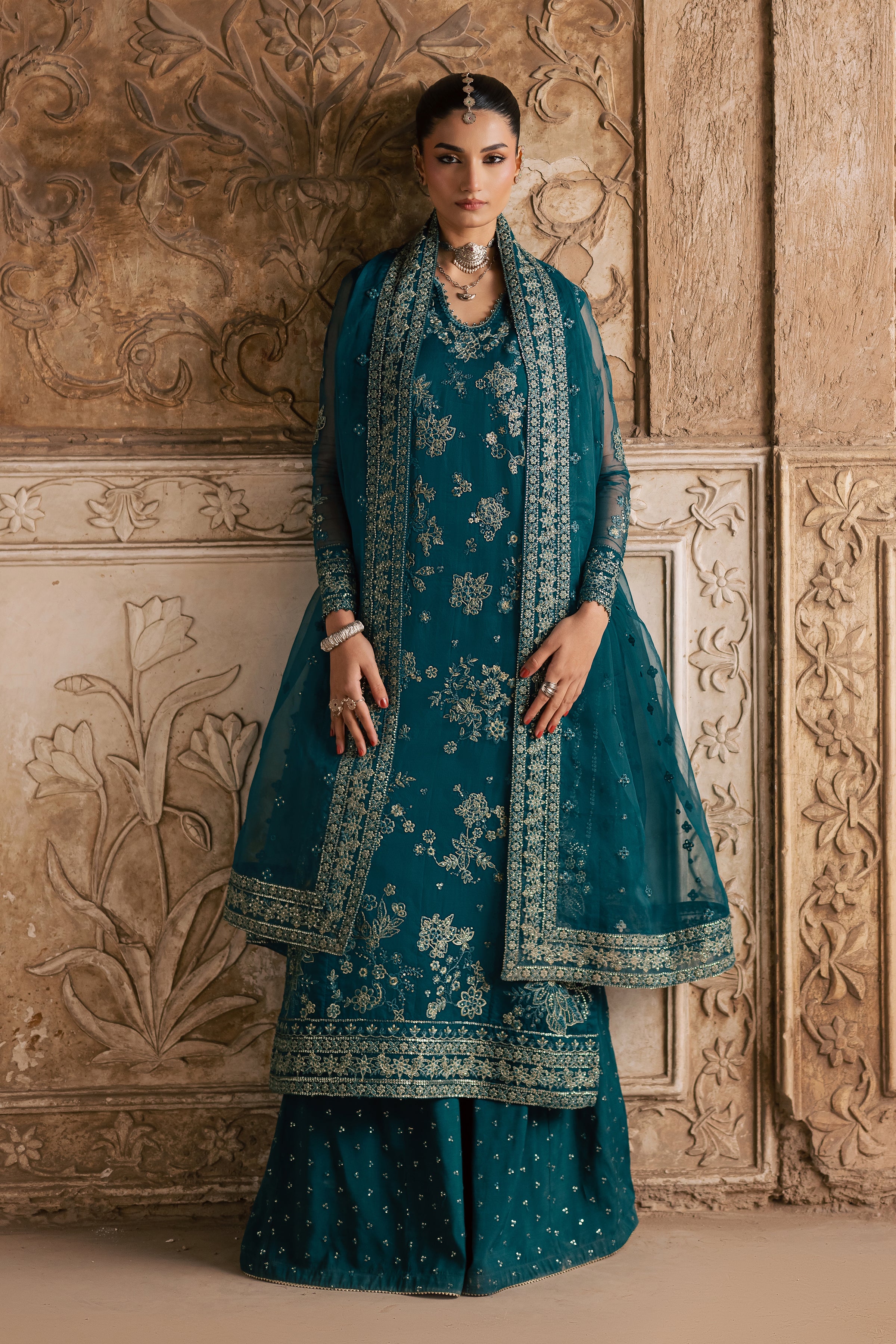Noorie 3Pc- Festive Luxe Pret BATIKLuxePRET BATIK XS / Teal / Organza-S / Teal / Organza-M / Teal / Organza-L / Teal / Organza-XL / Teal / Organza