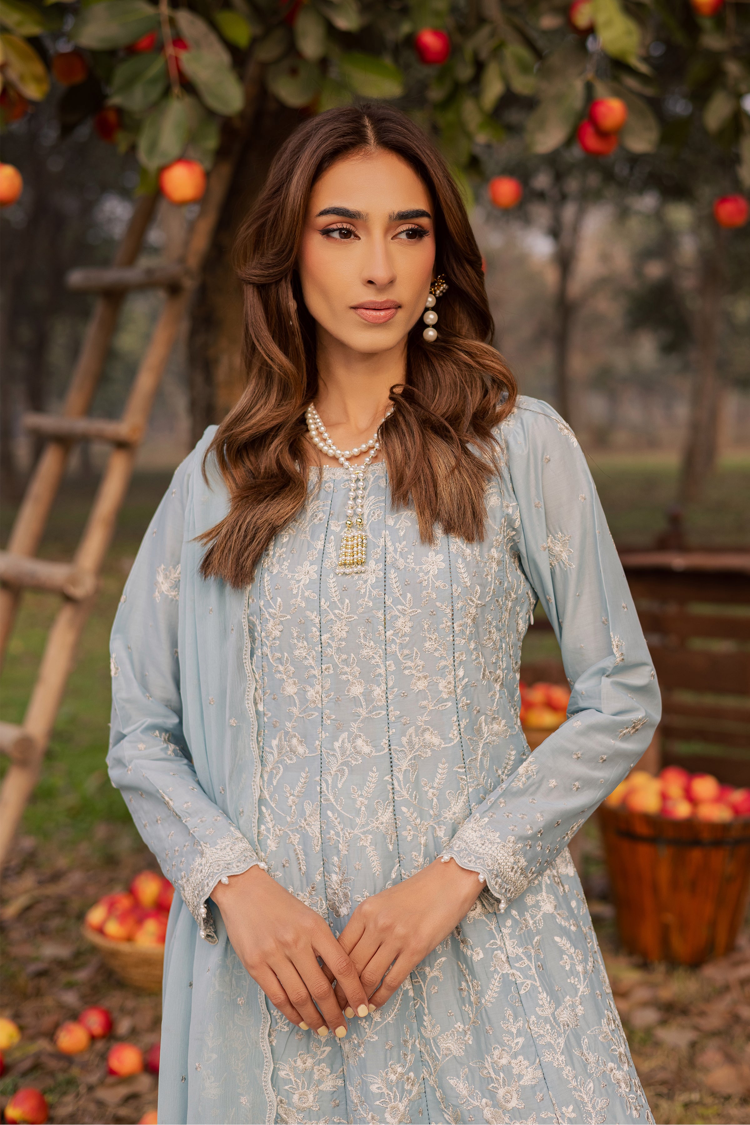 Nur Ray 3Pc - Festive Embroidered Lawn BATIKEID2026 BATIK XS / Sky Blue / Pima Lawn-S / Sky Blue / Pima Lawn-M / Sky Blue / Pima Lawn-L / Sky Blue / Pima Lawn-XL / Sky Blue / Pima Lawn