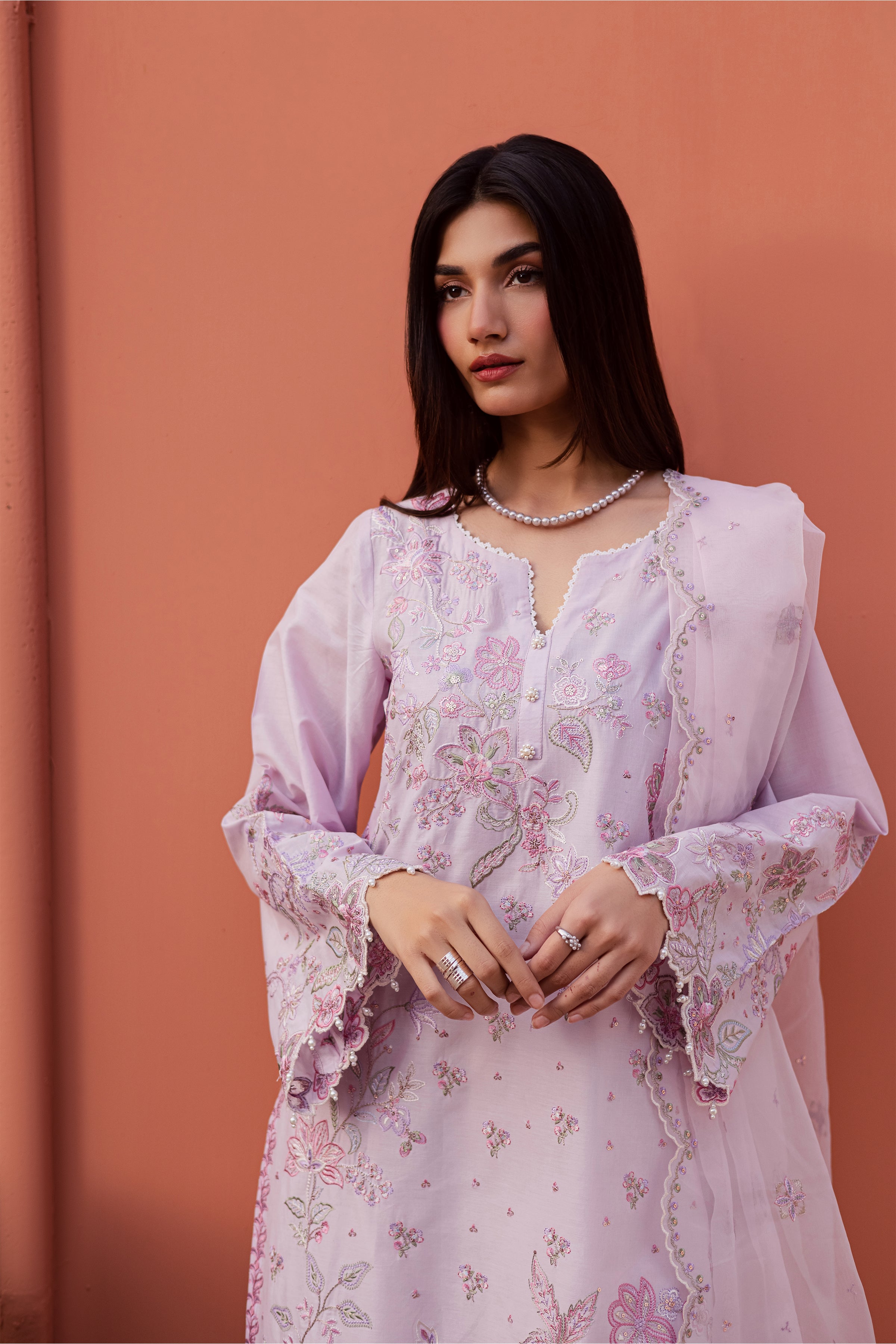Nysa 3Pc - Festive Embroidered Lawn BATIKEID2026 BATIK XS / Lilac / Pima Lawn-S / Lilac / Pima Lawn-M / Lilac / Pima Lawn-L / Lilac / Pima Lawn-XL / Lilac / Pima Lawn