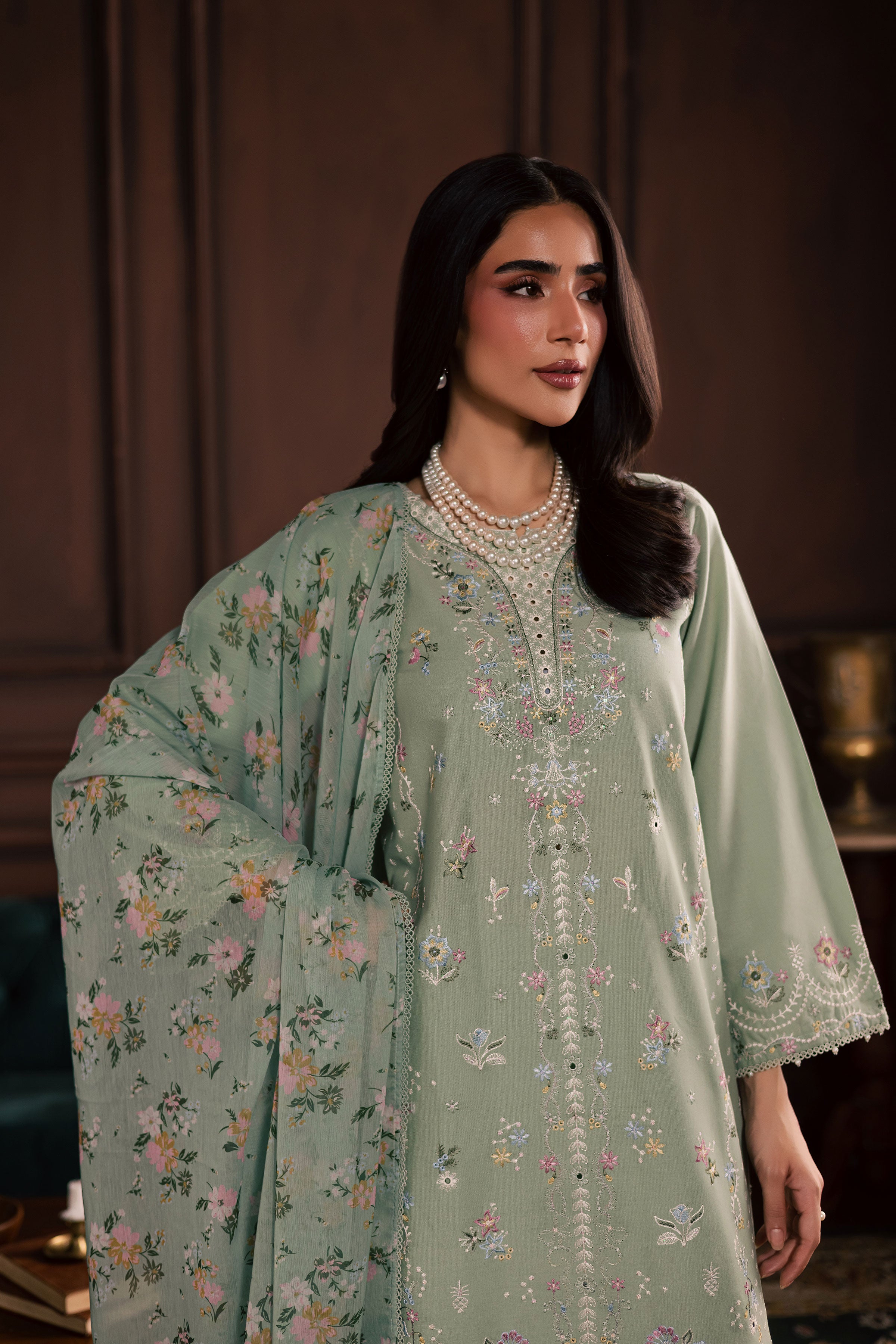 October 3Pc - Embroidered Khaddar Dress BATIK WINTER PRET 2025 BATIK XS / Sea Green / Khaddar-S / Sea Green / Khaddar-M / Sea Green / Khaddar-L / Sea Green / Khaddar-XL / Sea Green / Khaddar